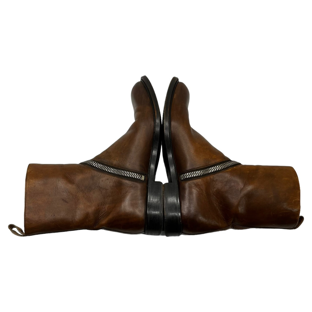 KRIS VAN ASSCHE(クリスヴァンアッシュ) 00's spiral zip boots/スパイラルジップブーツ/アーカイブ 82H01-M001-41 41(25.5~26cm程度) ブラウン Y2K