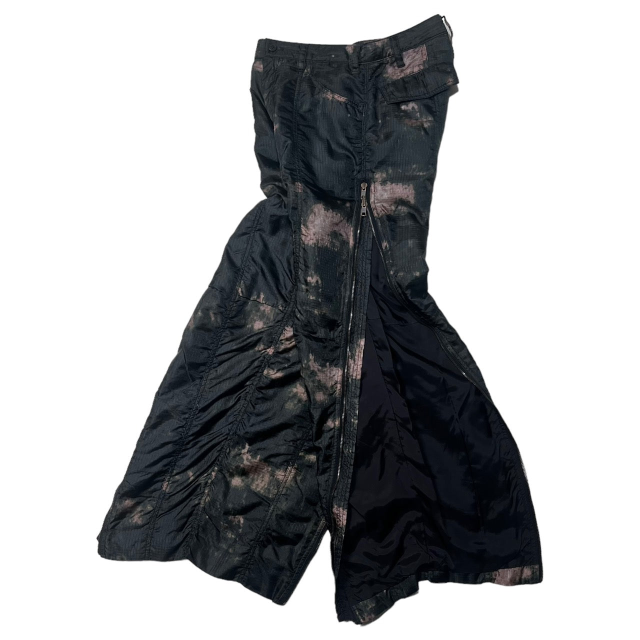 ISSEY MIYAKE(イッセイミヤケ) 98AW vintage bleached parachute pants/ヴィンテージ脱色加工パラシュートパンツ/90年代/アーカイブ/ジップ IM84-FF927 SIZE S ブラック×パープル