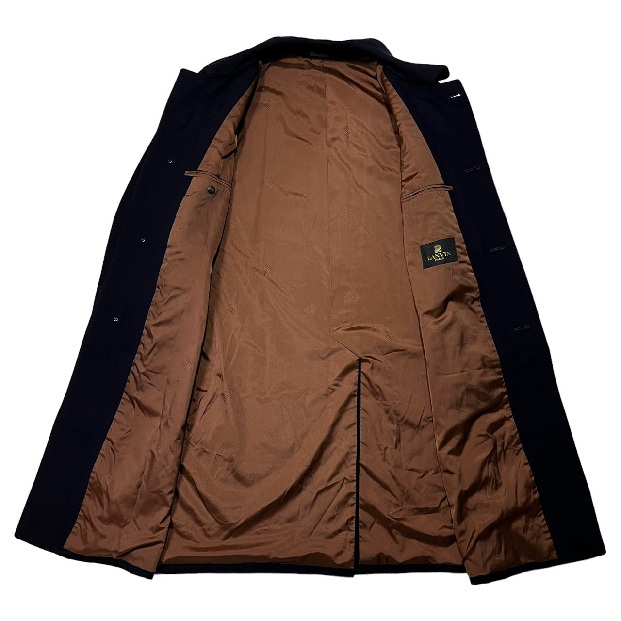 LANVIN(ランバン) 90~00's Cashmere blend wool coat with stainless steel collar/カシミヤ混ウールステンカラーコート SIZE表記無し(L程度) ネイビー