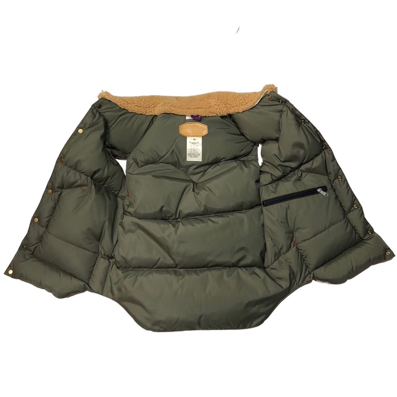 Rocky Mountain FeatherBed×WAREHOUSE(ロッキーマウンテンフェザーベッド×ウエアハウス) NYLON CHRISTY VEST/ナイロンクリスティーベスト/レザー切替ダウンベスト 450-492-72 36(S程度) ブラウン×オレンジ 限定モデル/Lot 2198