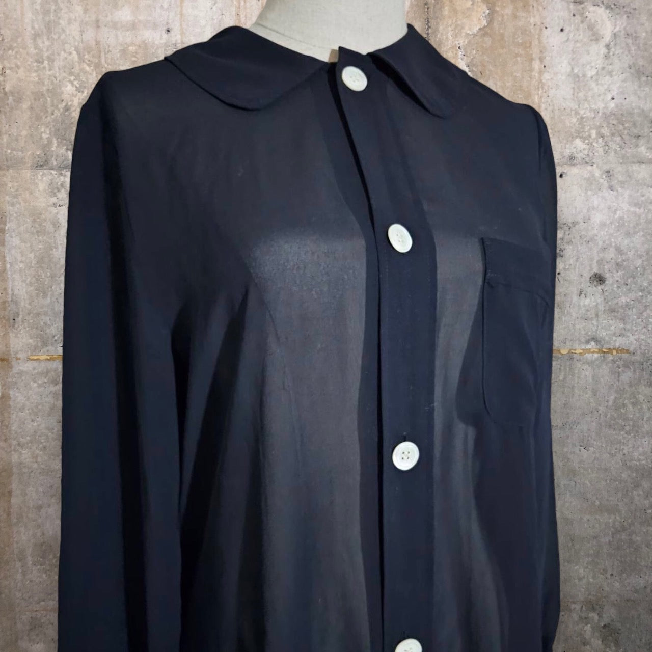 robe de chambre COMME des GARCONS(ローブドシャンブルコムデギャルソン) 90's See-through long coat/シースルーロングコート/ワンピース/川久保玲 RO-100080 SIZE FREE ブラック AD1994