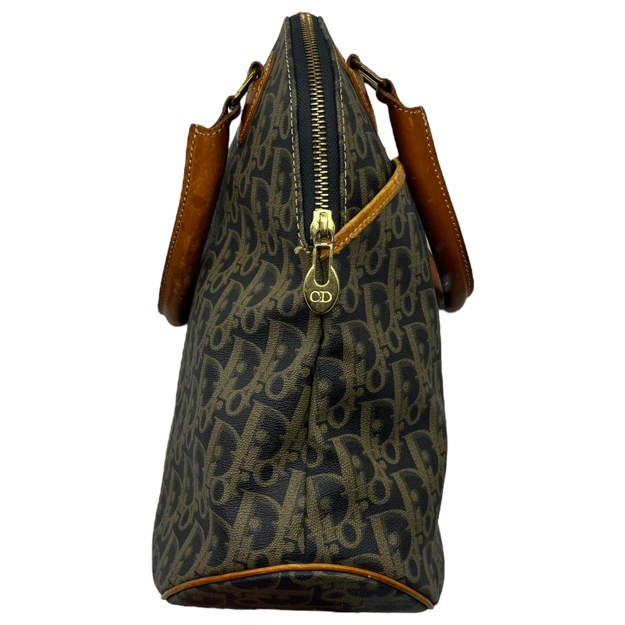 Christian Dior(クリスチャンディオール) vintage trotter bugatti bag/トロッター柄ヴィンテージハンドバッグ/ブガッティ ダークネイビー×ブラウン OLD DIOR/80年代~90年代/稀少