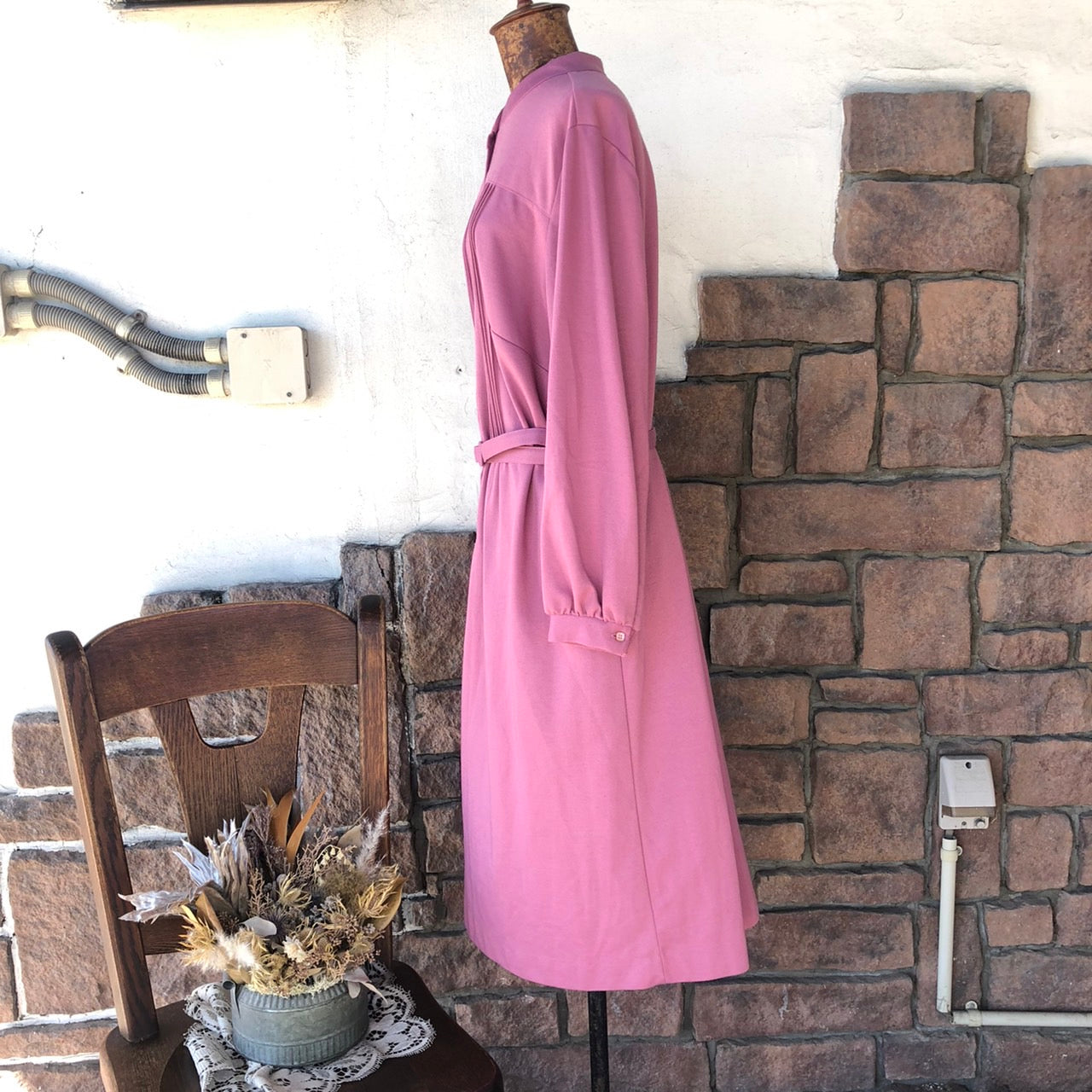 JCpenney(ジェーシーペニー) ヴィンテージウール混ロングワンピース Lサイズ程度 ピンク