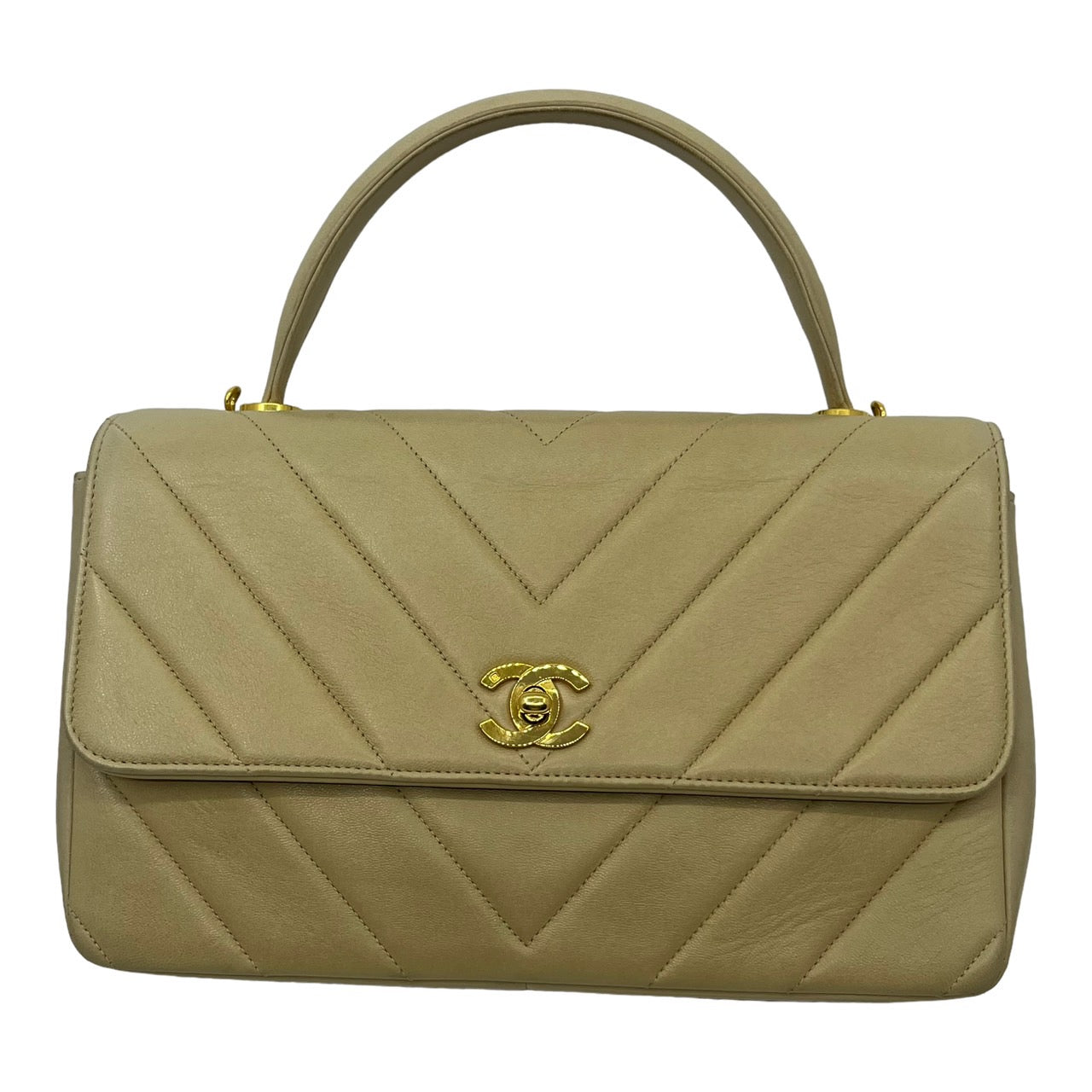 CHANEL(シャネル) Vステッチ ラムスキンハンドバッグ/ココマーク  