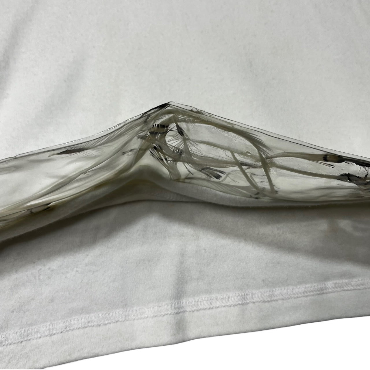 MASAKI MATSUSHIMA(マサキマツシマ) 90's~00's Feather vinyl switching T-shirt 羽入り ビニール Tシャツ 半袖 カットソー HEM-61140 2(M程度) ホワイト