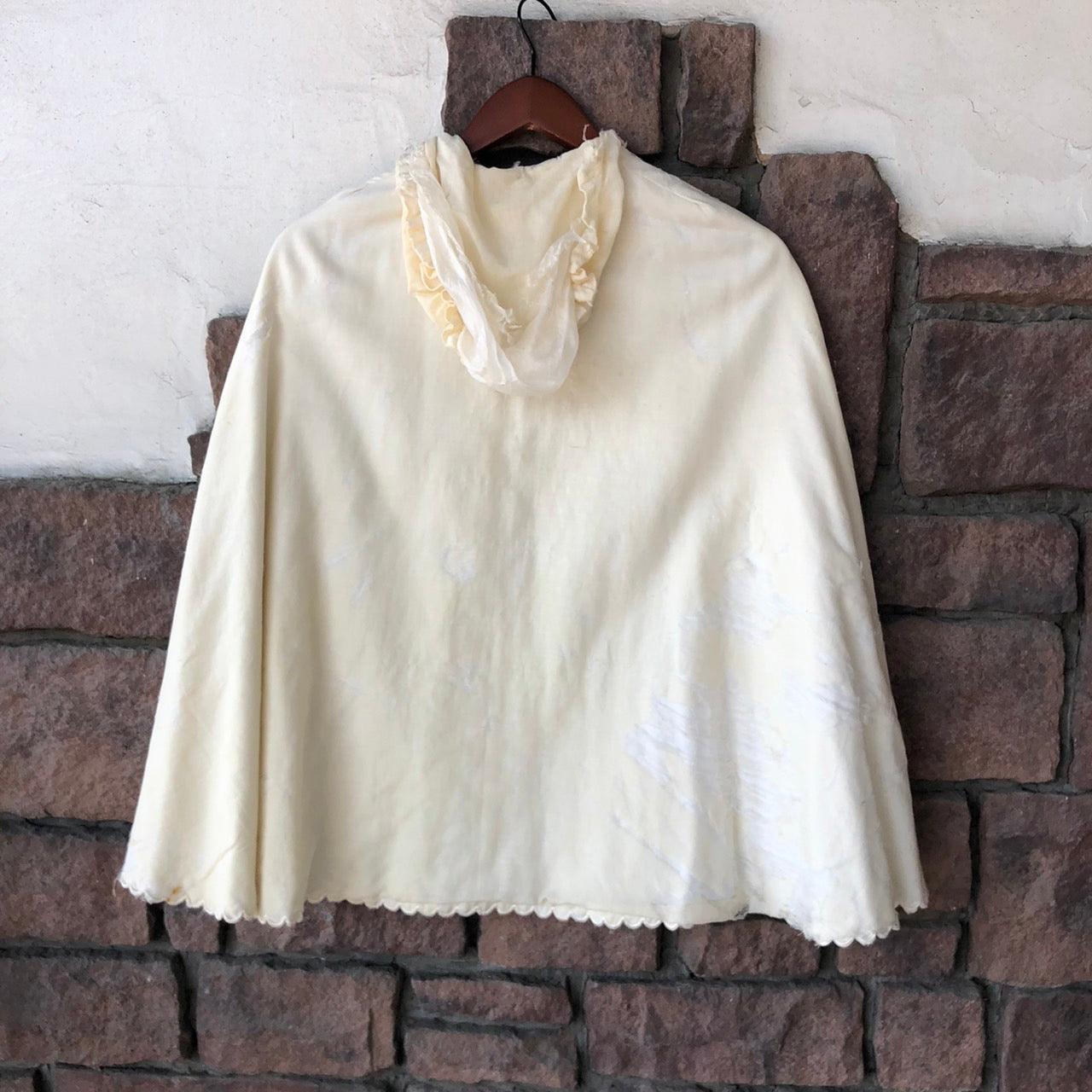 VINTAGE(ヴィンテージ) 50~'sフラワーステッチケープ 表記なし(FREE) アイボリー