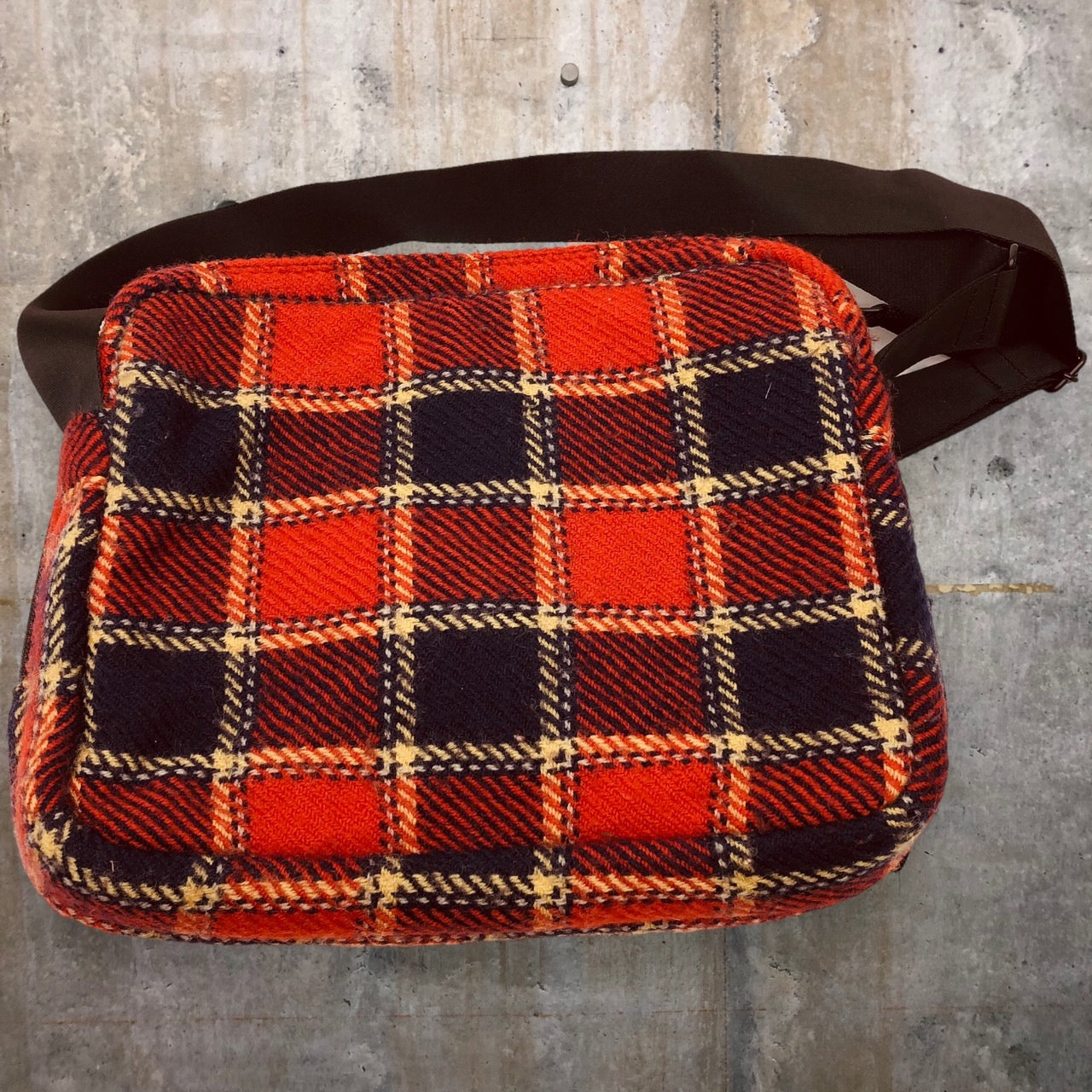 COMME des GARCONS JUNYA WATANABE MAN×PORTER(コムデギャルソンジュンヤワタナベマン×ポーター) 02AW tartan check wool shoulder bag/タータンチェックウールショルダーバッグ/00s/コラボ レッド×ネイビー