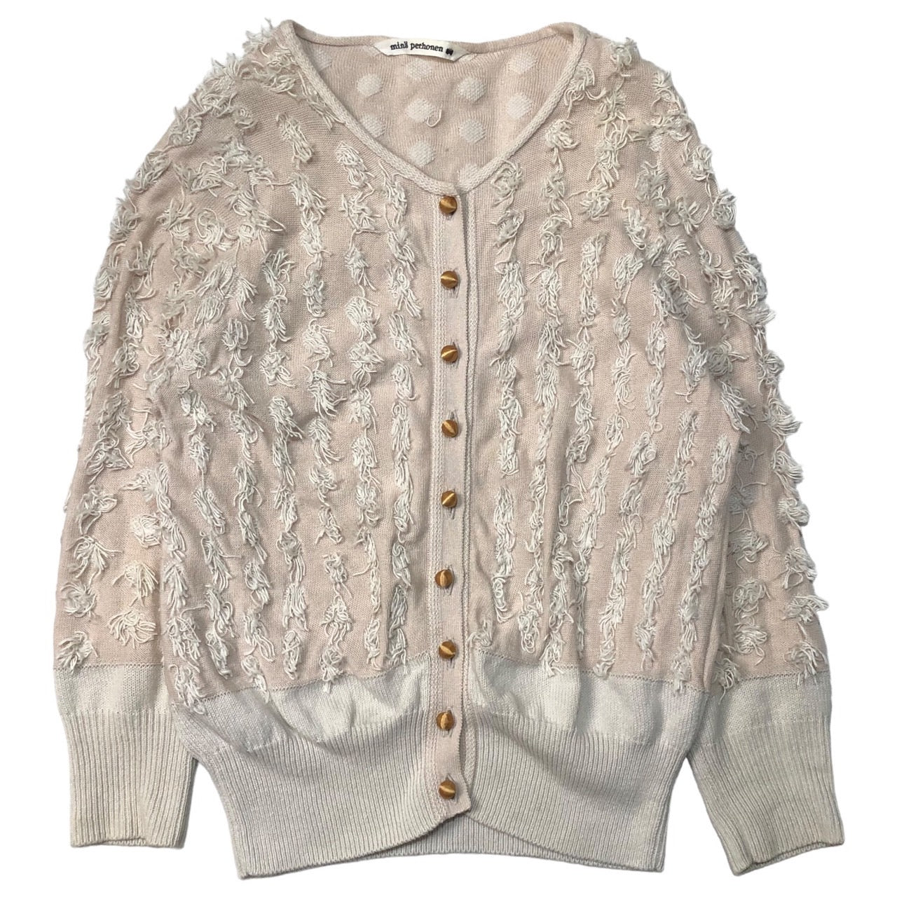 mina perhonen(ミナペルホネン) cider buttun cardigan サイダー ボタン カーディガン TS8788 SIZE 36(S) ピンク×ホワイト