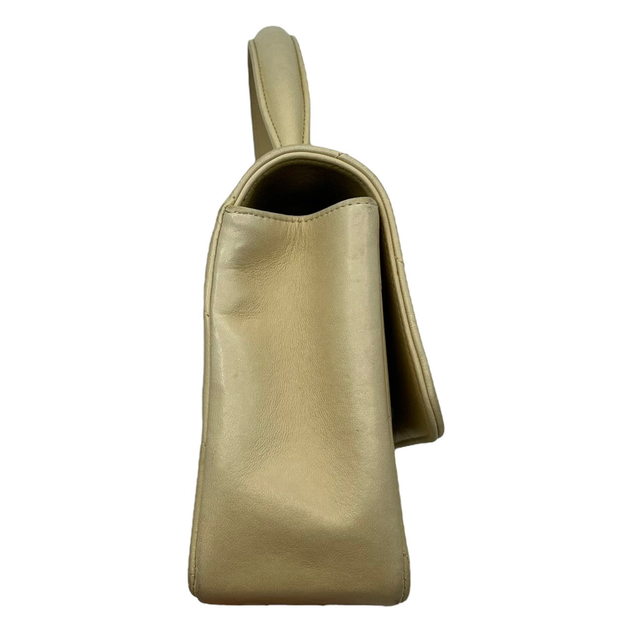 CHANEL(シャネル) Vステッチ ラムスキンハンドバッグ/ココマーク/シェブロン/ヴィンテージ/ヴィンテージシャネル 製造番号:22***** ベージュ/アイボリー 2番台 ゴールド金具 購入先:横浜タカシマヤ