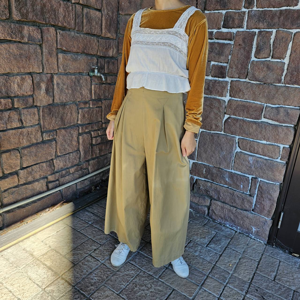 Euro Vintage(ヨーロッパヴィンテージ) Dandy_タックワイドパンツ 1(Mサイズ程度) ブラウン