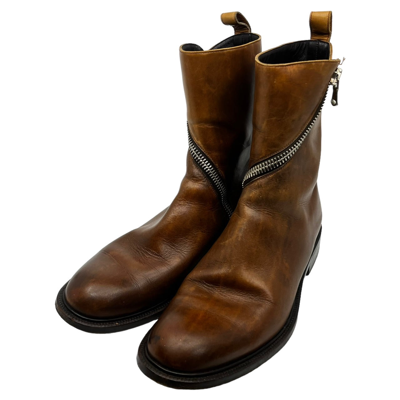 KRIS VAN ASSCHE(クリスヴァンアッシュ) 00's spiral zip boots/スパイラルジップブーツ/アーカイブ 82H01-M001-41 41(25.5~26cm程度) ブラウン Y2K