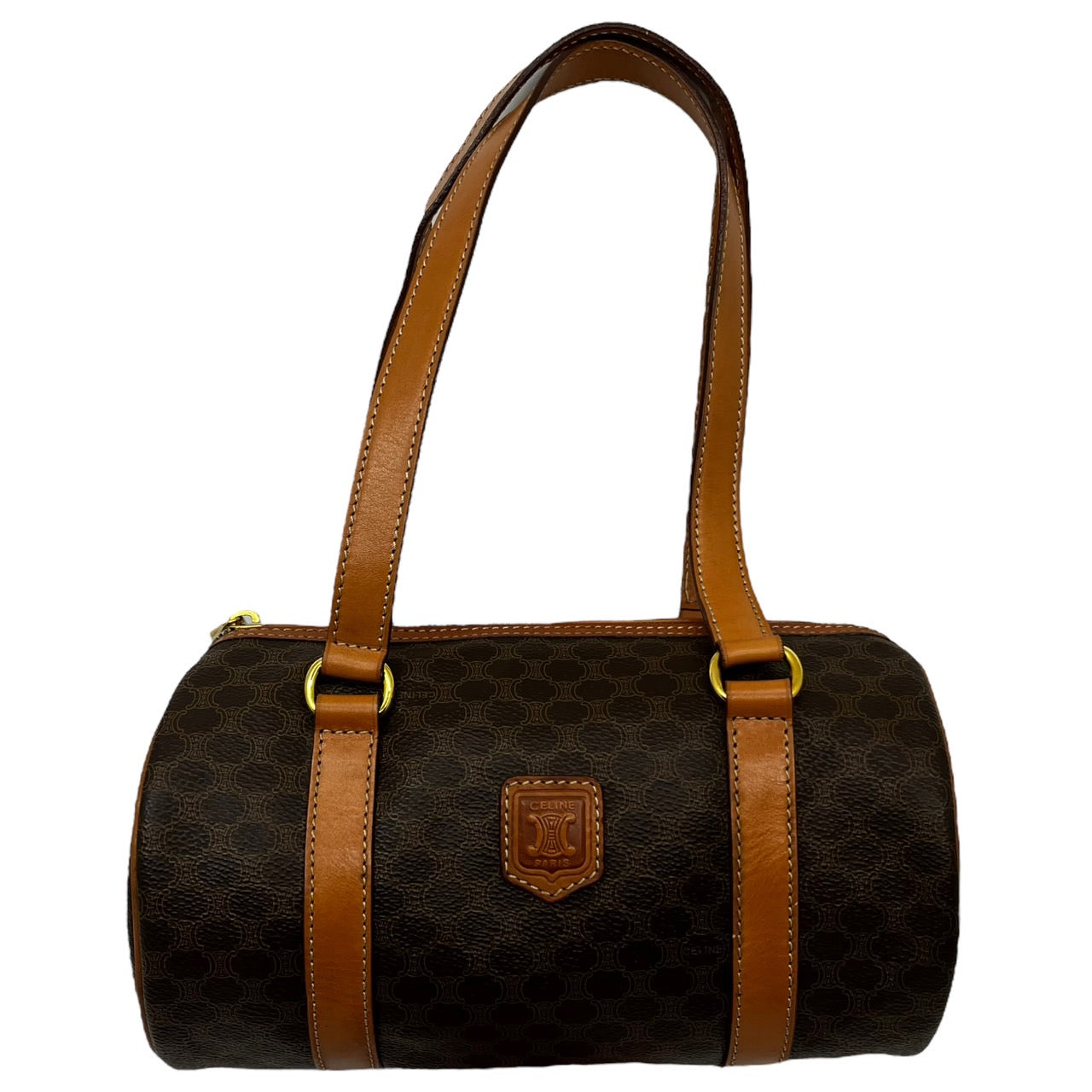 CELINE(セリーヌ) Drum-shaped mini Boston bag/ドラム型ミニボストンバッグ/肩掛け/ワンショルダー/ハンドバッグ M95 ブラウン OLD CELINE
