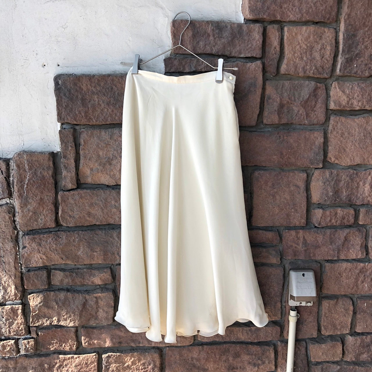 Euro Vintage(ヨーロッパヴィンテージ) Yure_風の膝丈スカート 表記なし(Lサイズ程度) ホワイト