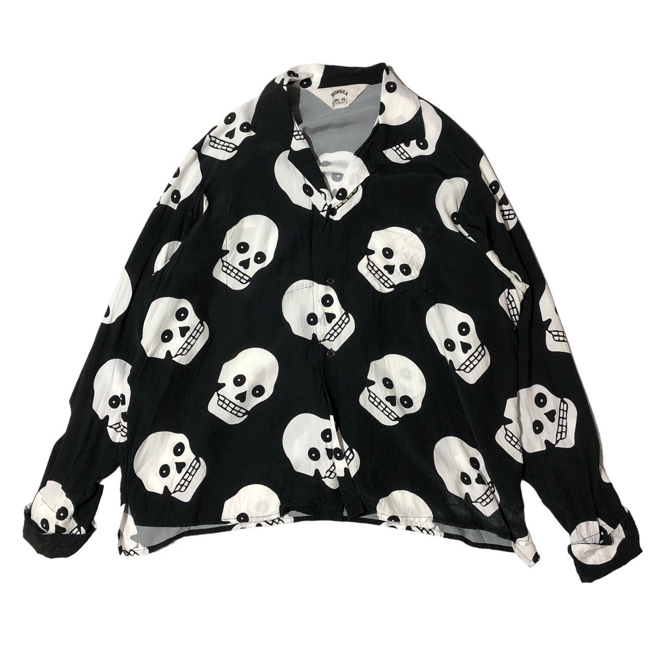 SUNSEA(サンシー) 19SS KEEF'S GIGOLO SHIRT キーフズジゴロシャツ スカル ドクロ 19S13 SIZE 2(M) ブラック×ホワイト 擦れキズ有