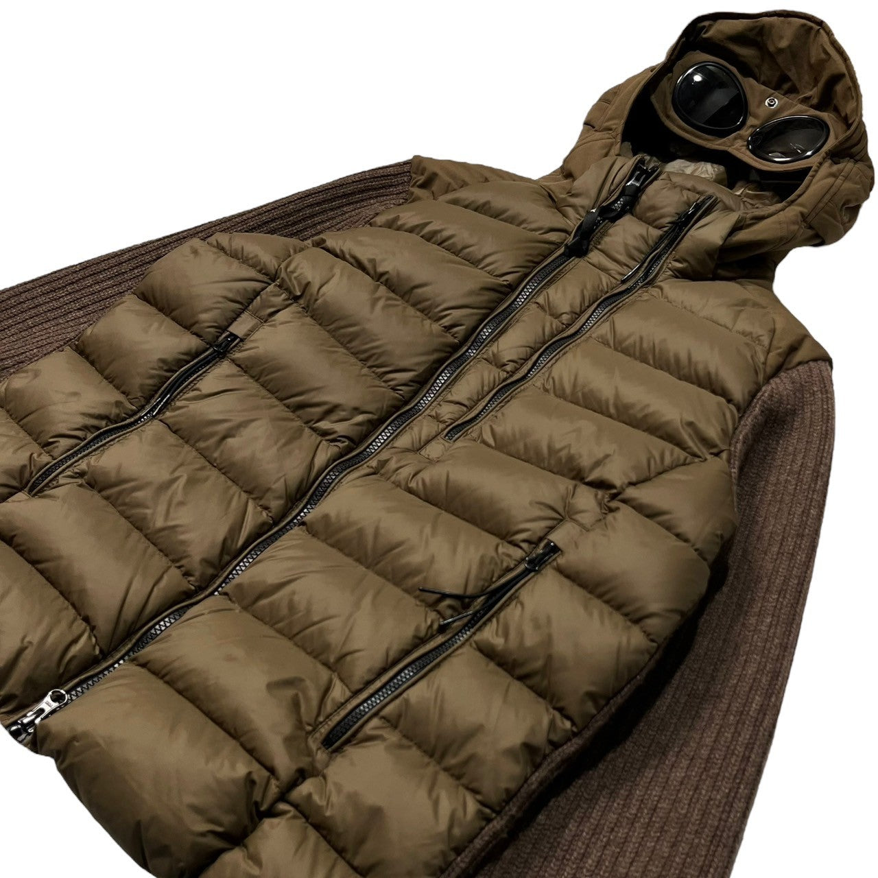 C.P.COMPANY(シーピーカンパニー) goggle down knit jacket ゴーグル ダウン ニット ジャケット マウンテンパーカー 05CMKN024A 48(L程度) ブラウン