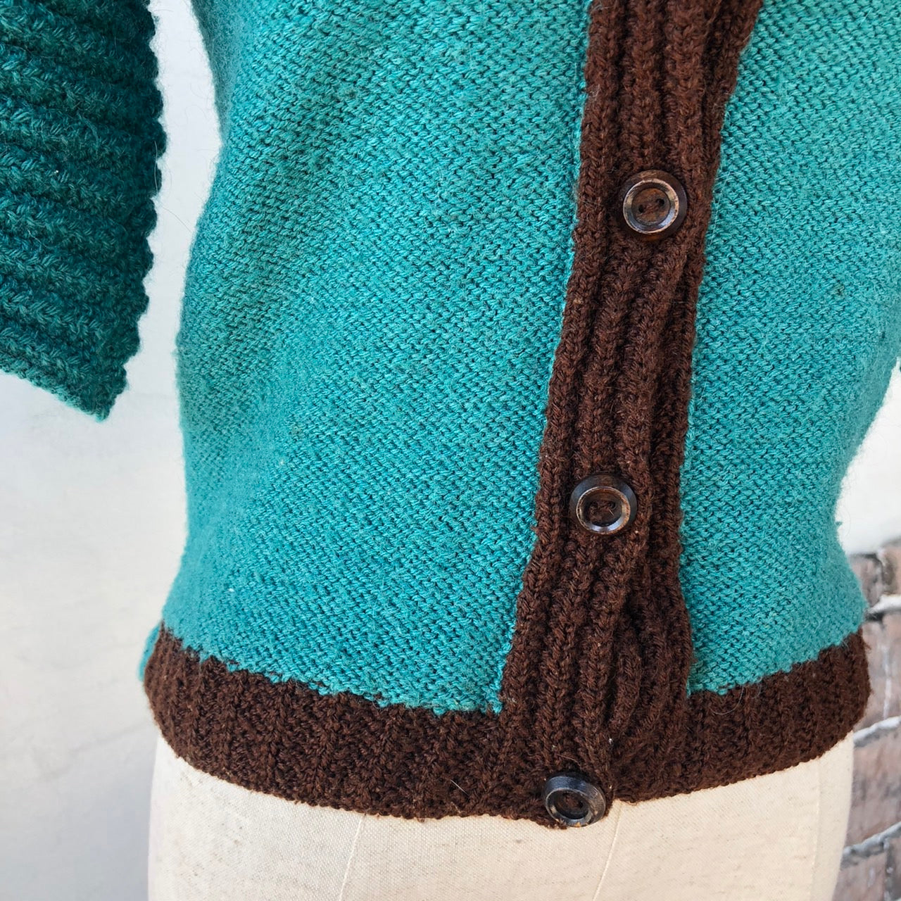 VINTAGE(ヴィンテージ) ショートスリーブニットカーディガン 表記なし(Sサイズ程度) グリーン