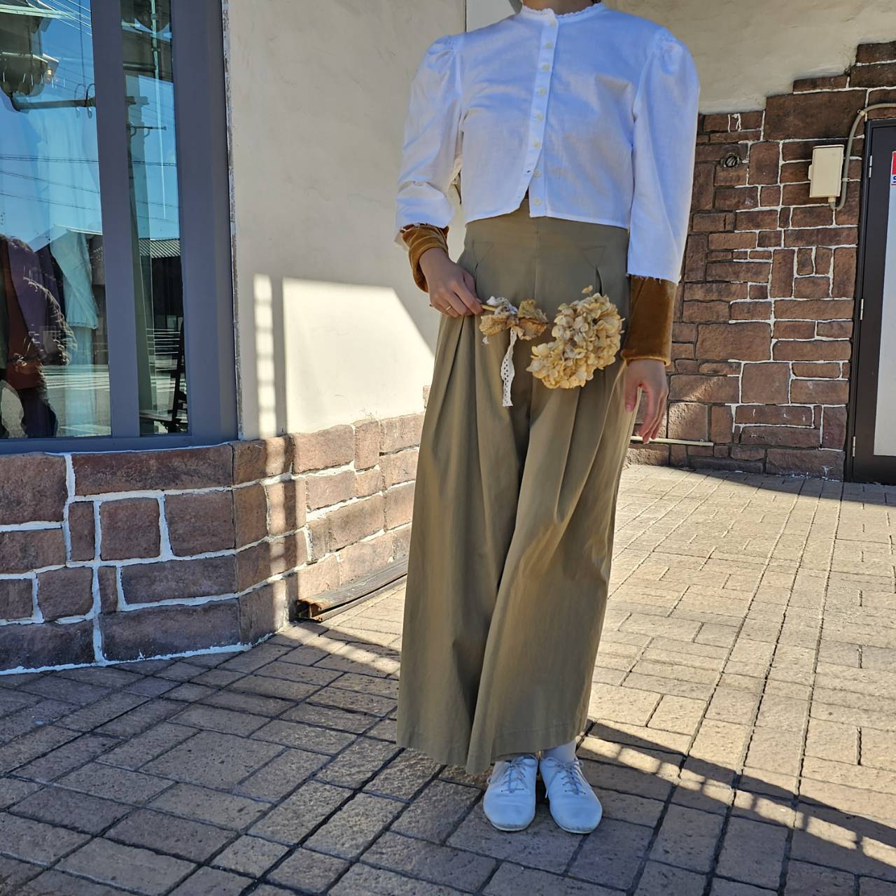 Euro Vintage(ヨーロッパヴィンテージ) Dandy_タックワイドパンツ 1(Mサイズ程度) ブラウン