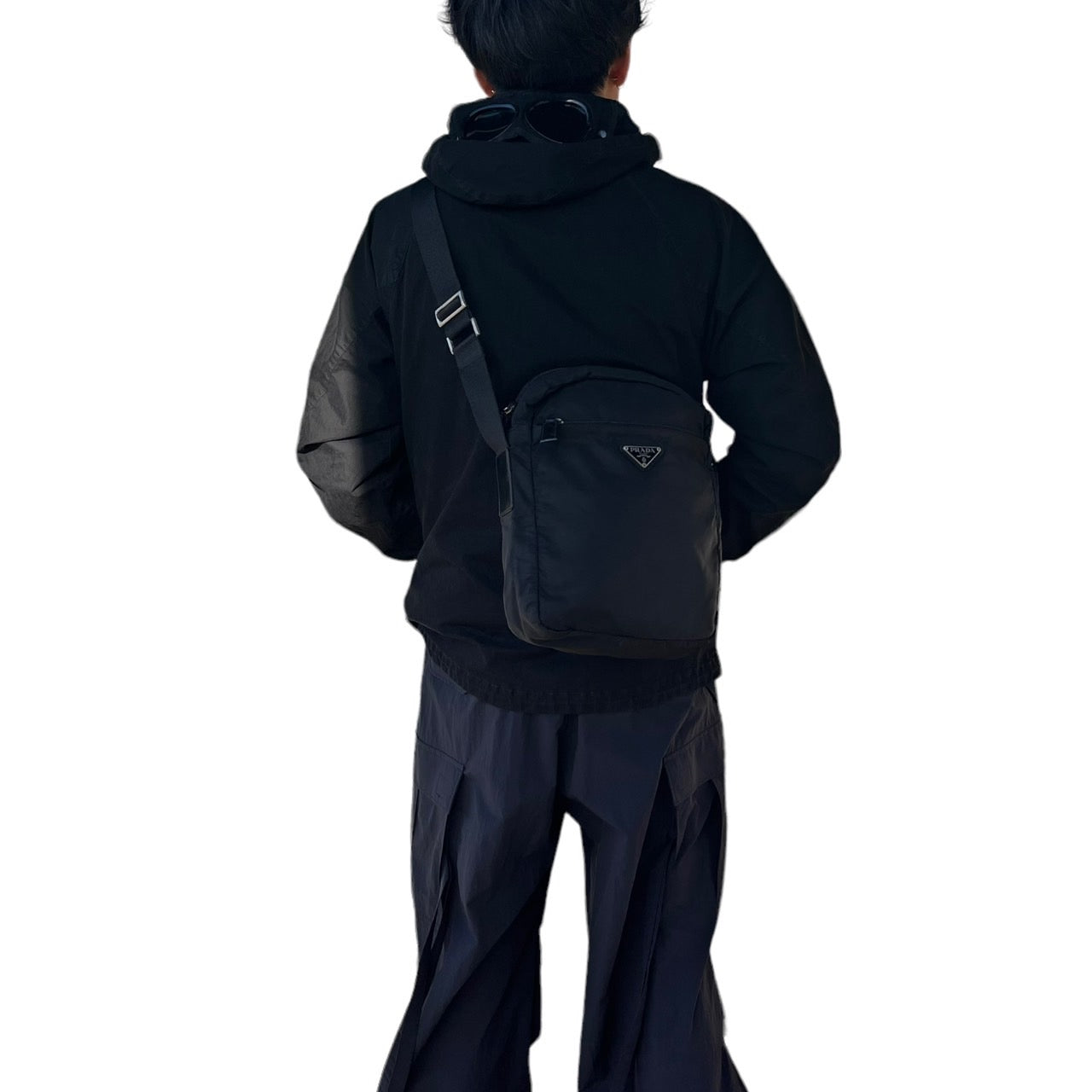 PRADA(プラダ) 98's box type nylon shoulder bag/ボックスタイプナイロンショルダーバッグ/90年代/ヴィンテージ/斜め掛け B7370F ブラック