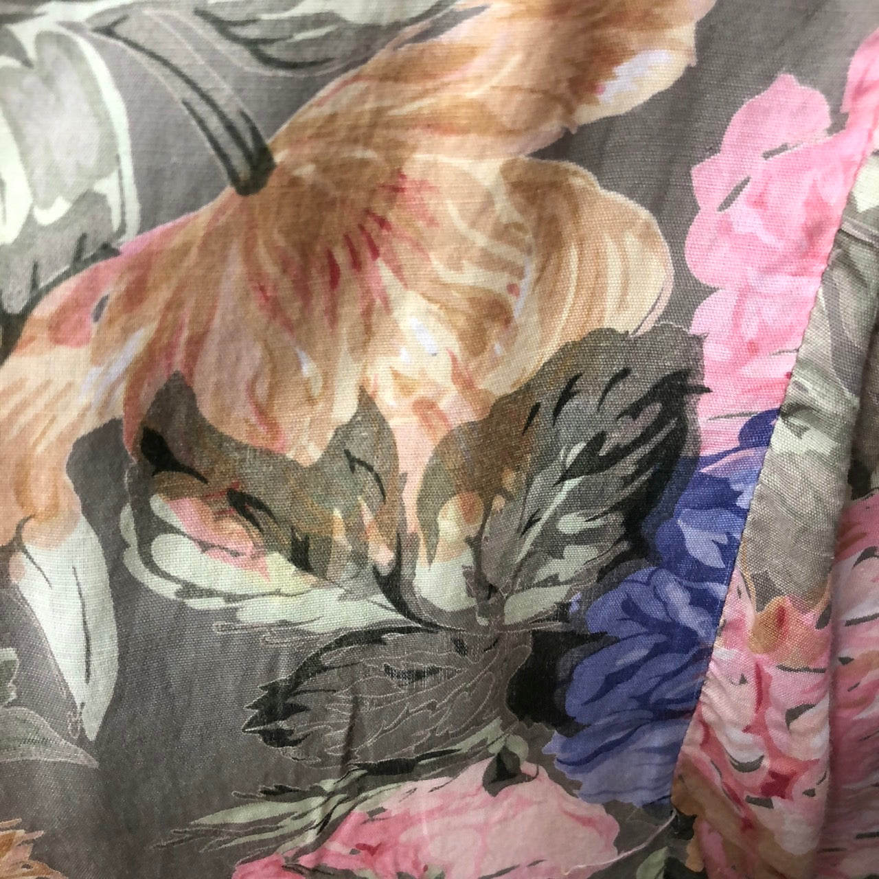 Euro Vintage(ヨーロッパヴィンテージ) Watercolor_浮かぶ花の半袖ワンピース S グリーン