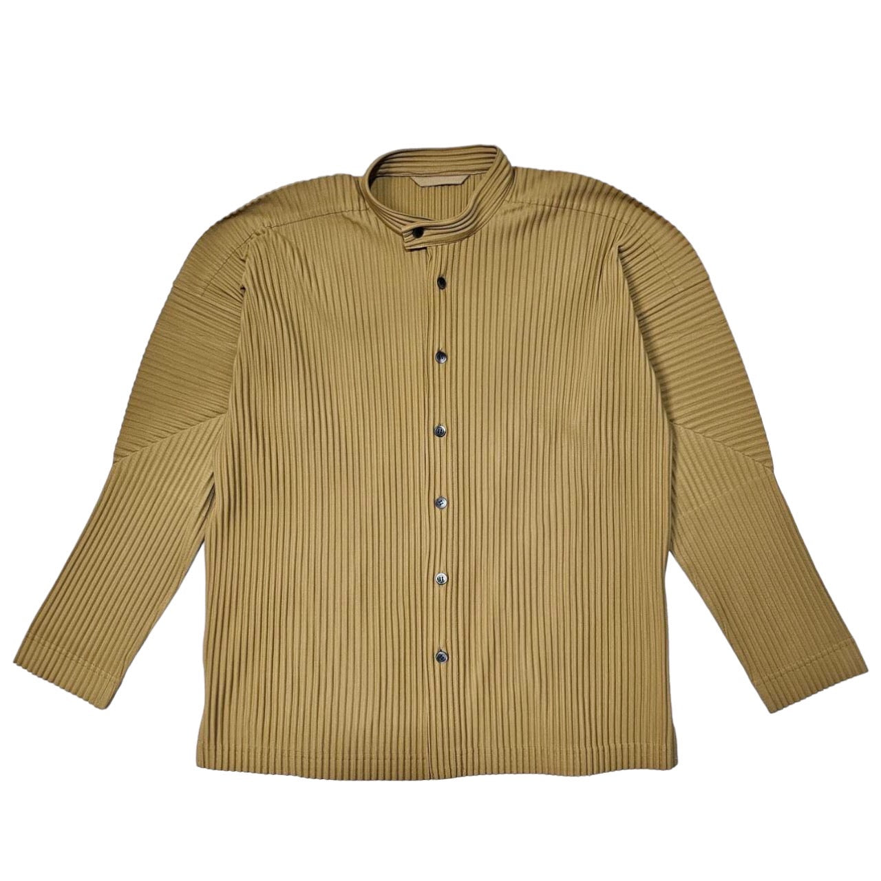 HOMME PLISSE ISSEY MIYAKE(オムプリッセイッセイミヤケ) mao color pleated shirt  jacket/マオカラープリーツシャツジャケット HP73JJ112 SIZE 3(L) ライトブラウン