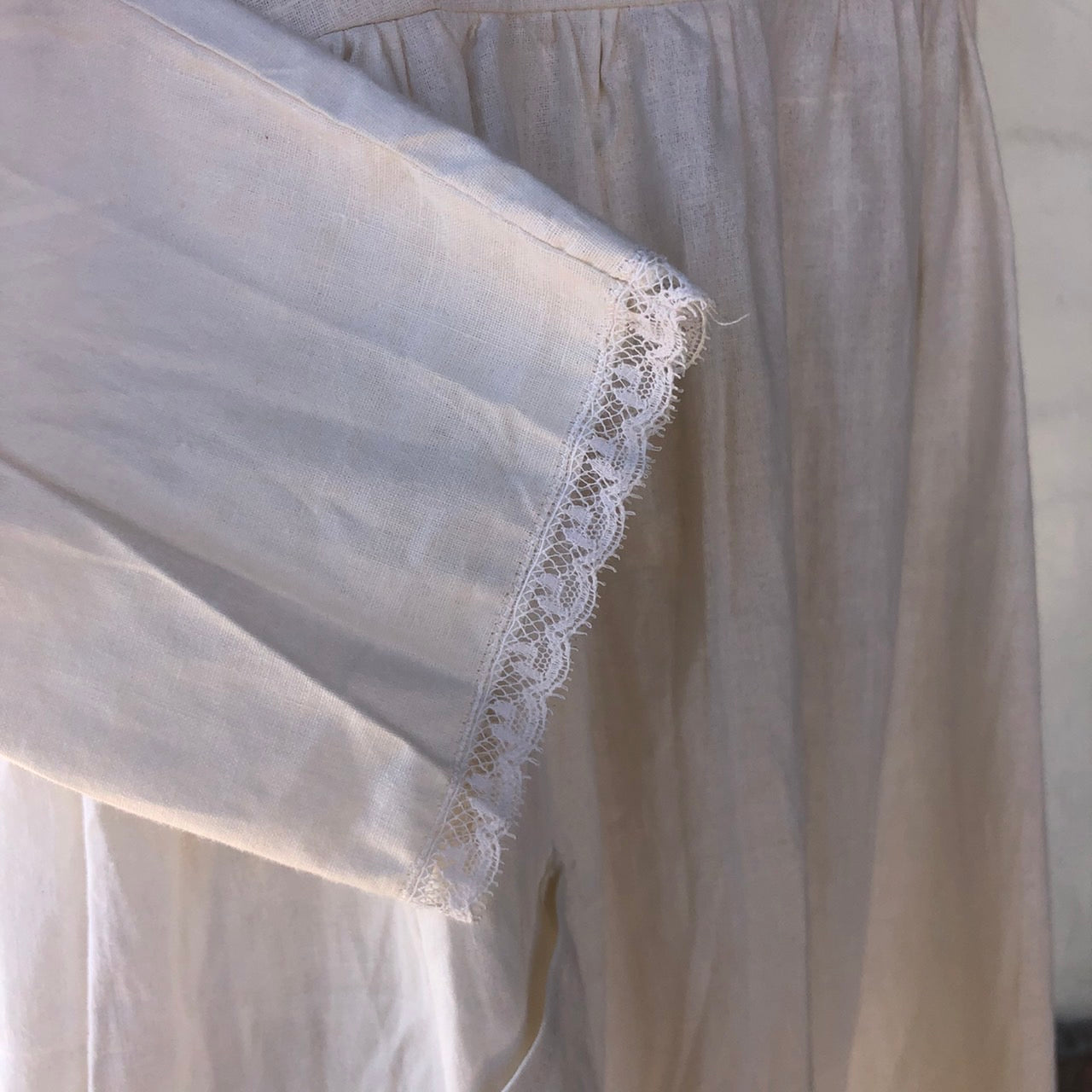 Euro Vintage(ヨーロッパヴィンテージ) Omekashi_ミニレースのロングワンピース 表記なし(Mサイズ程度) ホワイト