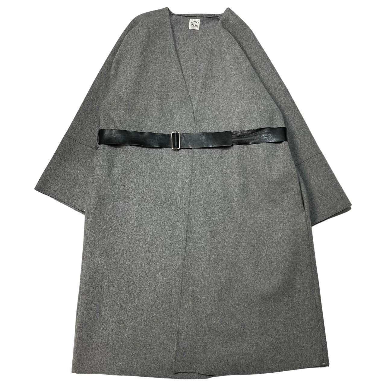 SUNSEA(サンシー) 14AW no hood jedi coat/ノーフードジェダイコート/初期アイテム/稀少品 SNS-14A37 SIZE 2(M) グレー×ブラック カウレザーベルト付属