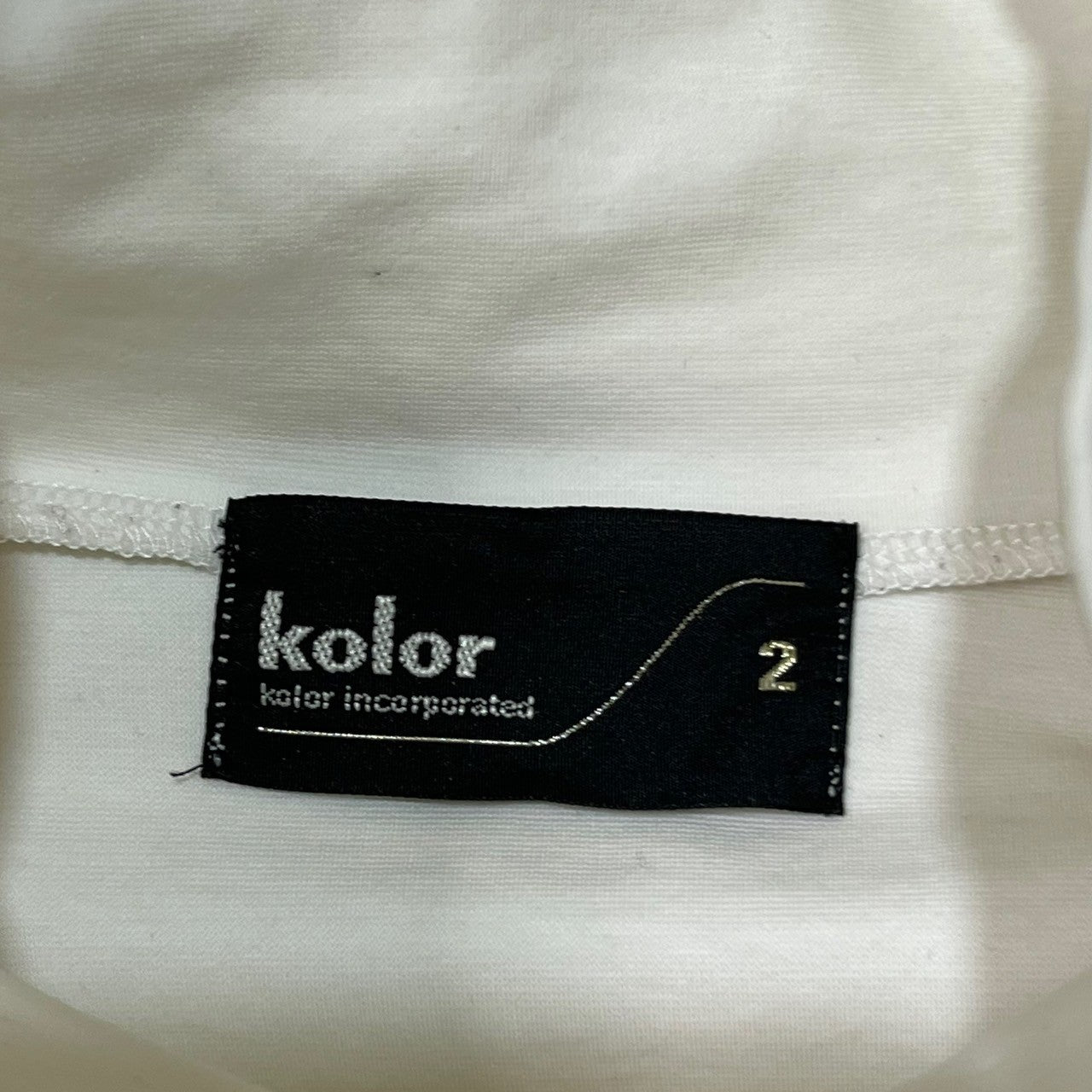 kolor(カラー) 19AW "Do not enter"コットンポンチ ハイネック ハットソー 長袖 Tシャツ メッセージ プリント 19WCM-T02202 2(M程度) ホワイト