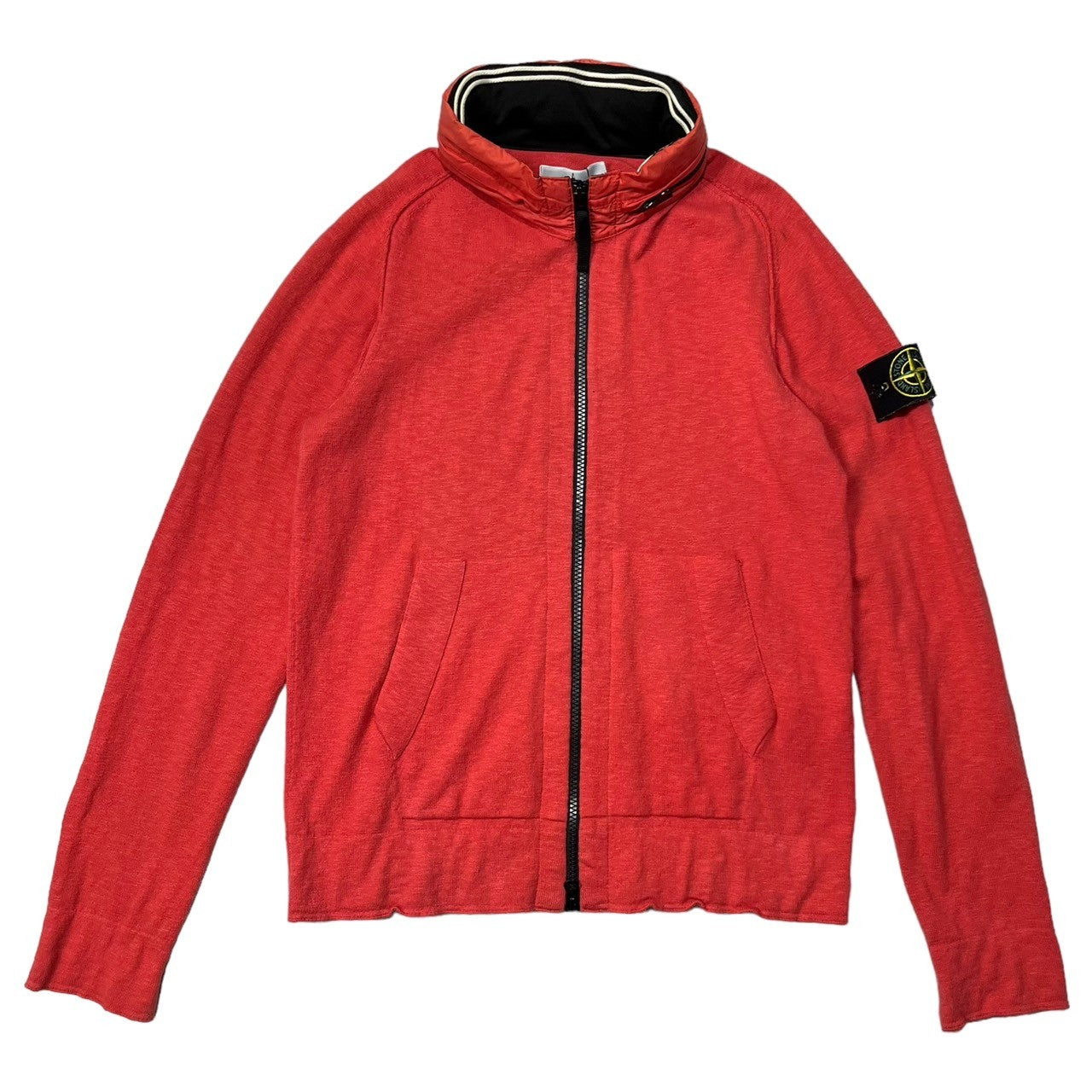 STONE ISLAND(ストーンアイランド) 13SS Zip up knit jacket ジップアップ ニット ジャケット パーカー マウンテンパーカー 5815529B0 S レッド ワッペン