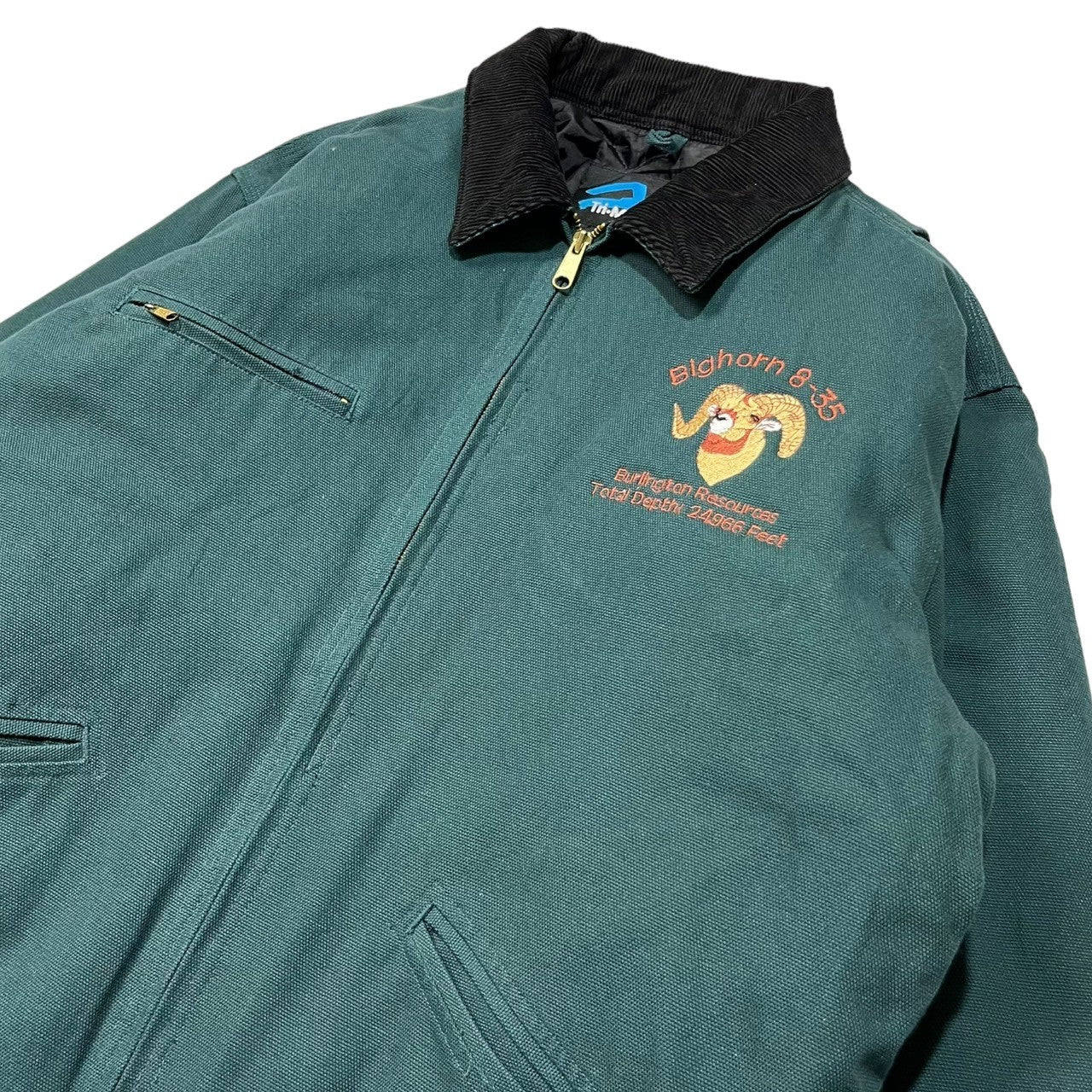 Tn-Mountain(ティーエヌマウンテン) 90's Duck fabric work jacket 企業物 ヴィンテージ ダック地 ワーク ジャケット 中綿 L グリーン Blghorn 8-35