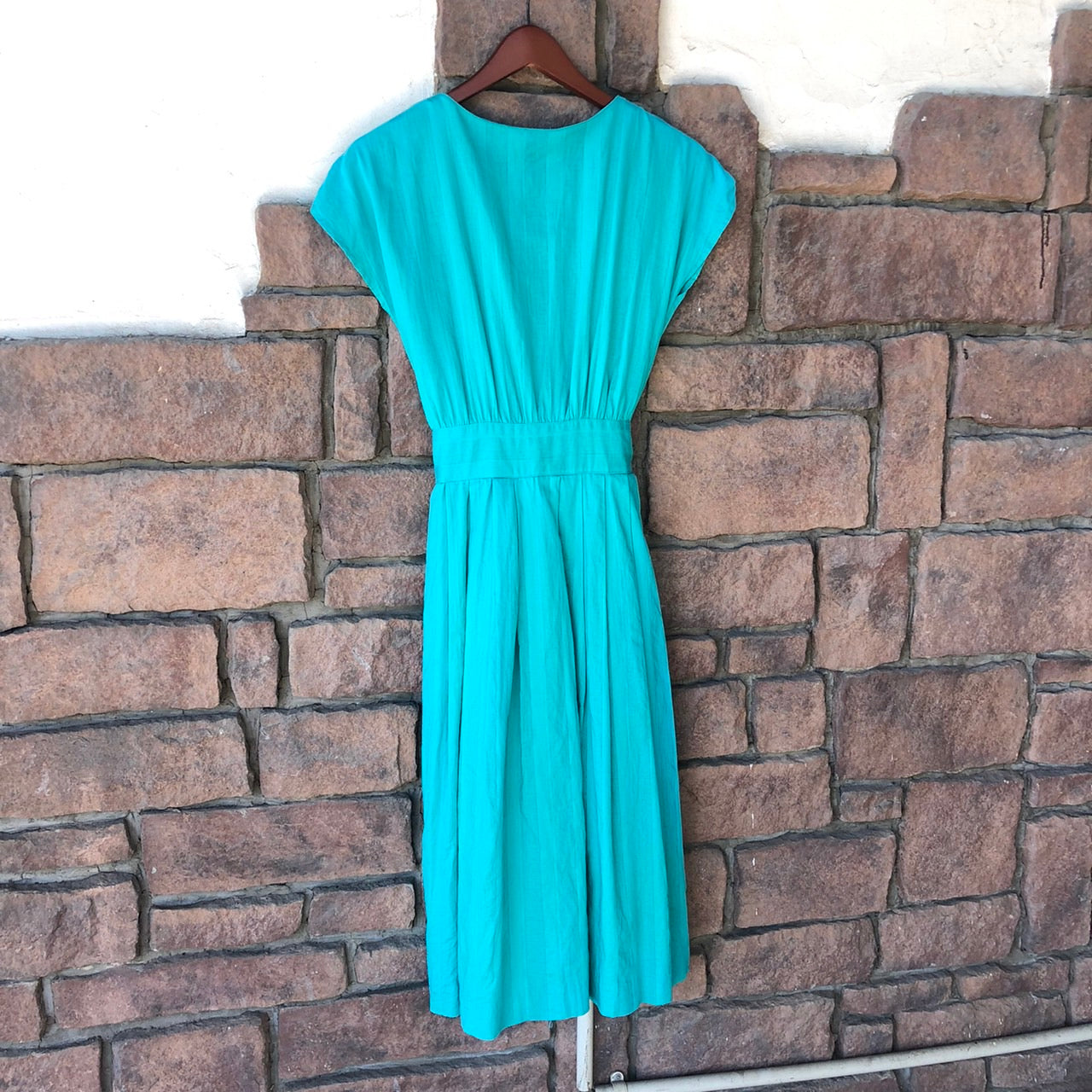 VINTAGE(ヴィンテージ) 80'sヴィンテージノースリーブドレス Mサイズ程度 グリーン trancesbreuster