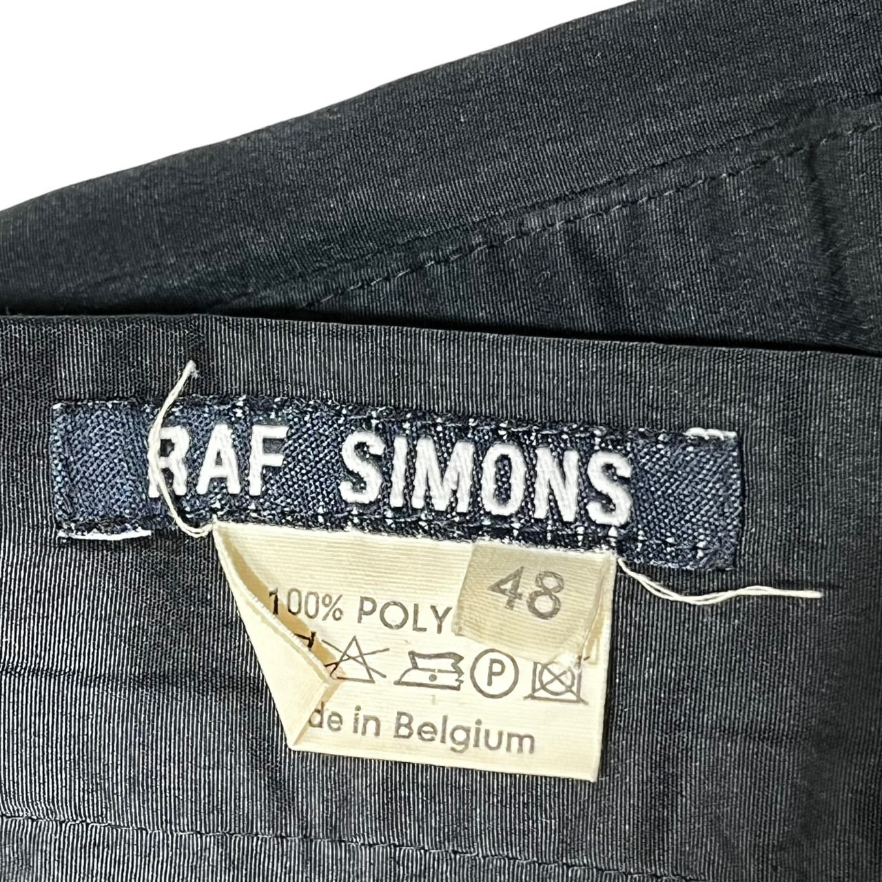 RAF SIMONS(ラフシモンズ) 90's 初期紺タグ polyester slacks/ポリエステルスラックス/稀少/90年代/ヴィンテージ SIZE 48(M) ブラック