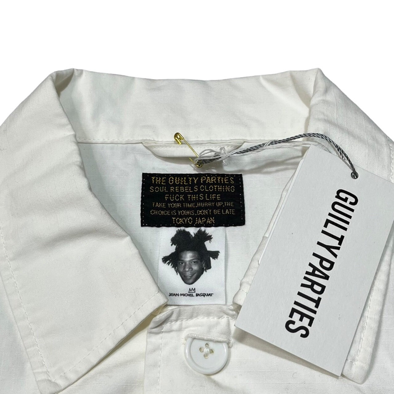 WACKO MARIA×Jean-Michel Basquiat (ワコマリア × ジャン・ミシェル・バスキア) ARMY SHIRT (TYPE-2) アーミーシャツ バックプリント ミリタリー ジャケット BASQUIAT-WM-ML02 M ホワイト