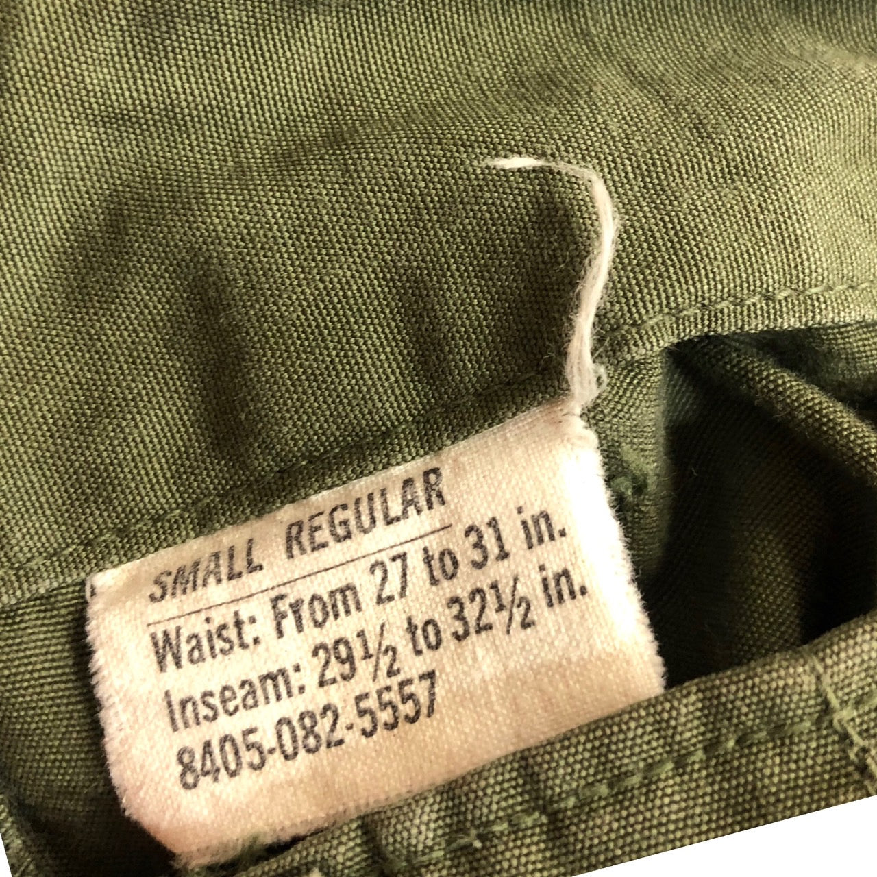 US AMRY(アメリカ軍) 60's ジャングルファティーグパンツ/ヴィンテージカーゴパンツ 8405-082-5557 SMALL REGULAR(Sサイズ程度) オリーブ/カーキ 実物/軍物