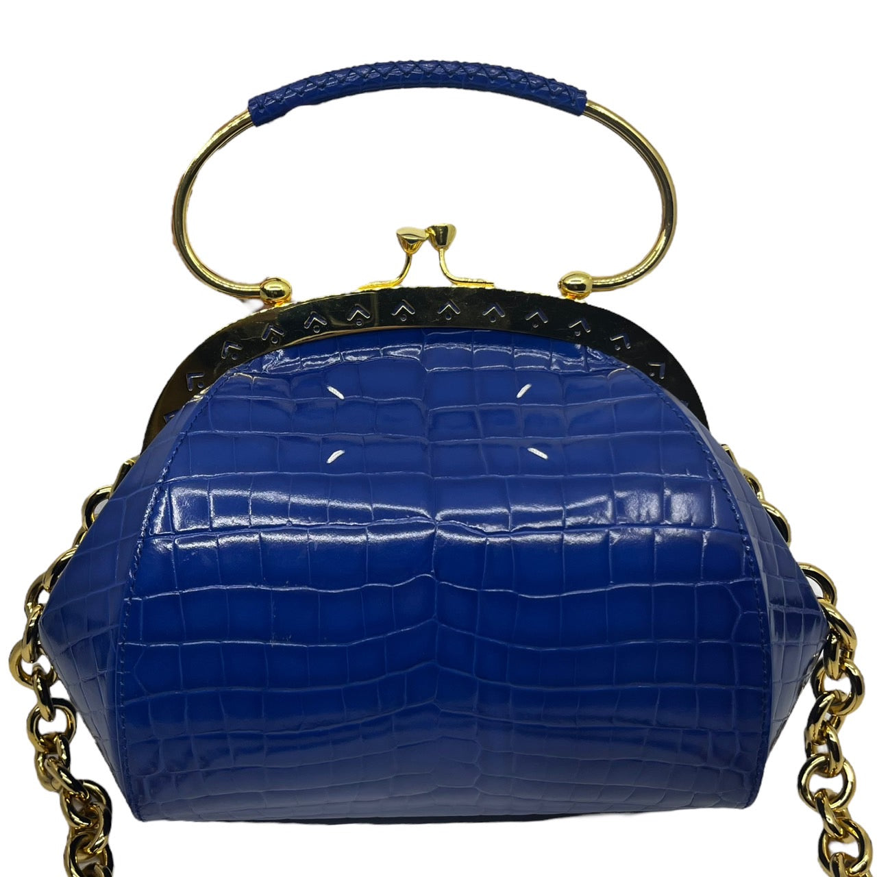 MAISON MARGIELA(メゾンマルジェラ) One-shoulder bag with embossed pouch/がま口型押しワンショルダーバッグバッグ S36WD0153 ブルー×ゴールド