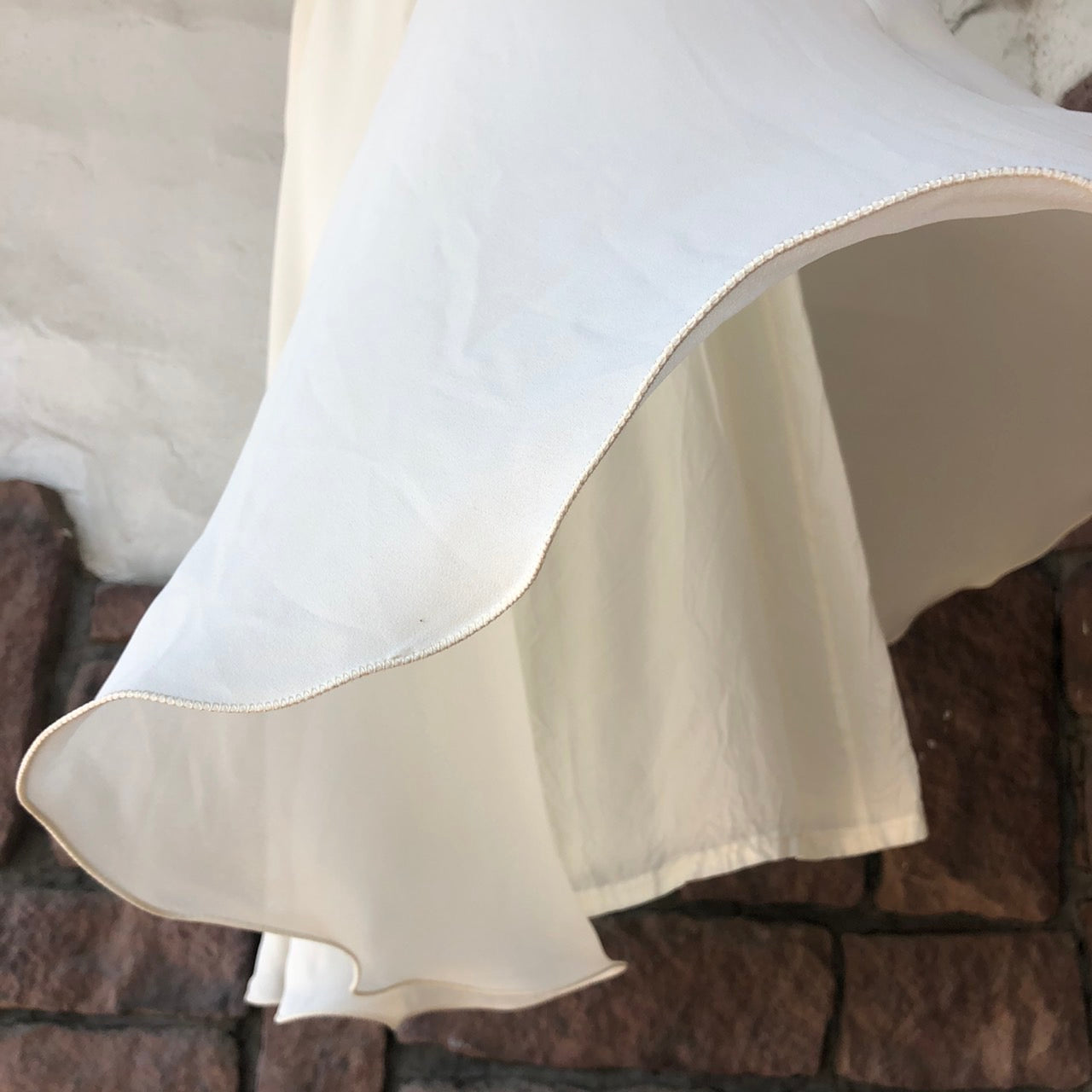 Euro Vintage(ヨーロッパヴィンテージ) Yure_風の膝丈スカート 表記なし(Lサイズ程度) ホワイト