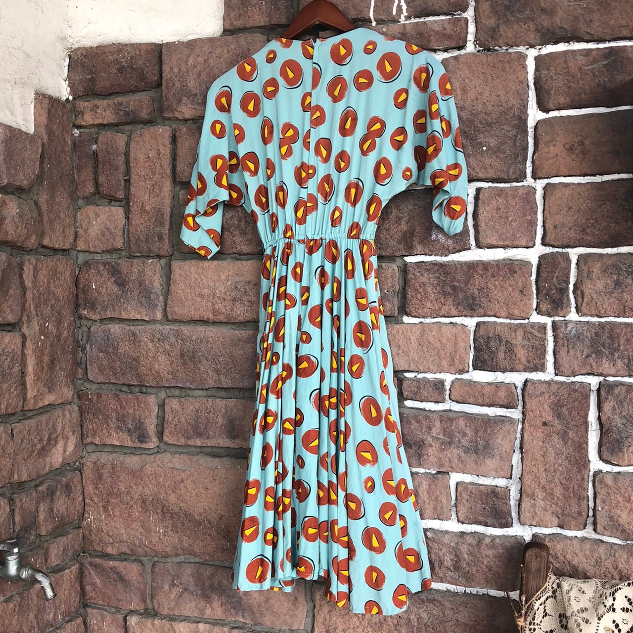 VINTAGE(ヴィンテージ) ヴィンテージ総柄ワンピース 表記なし(Mサイズ程度) ブルー