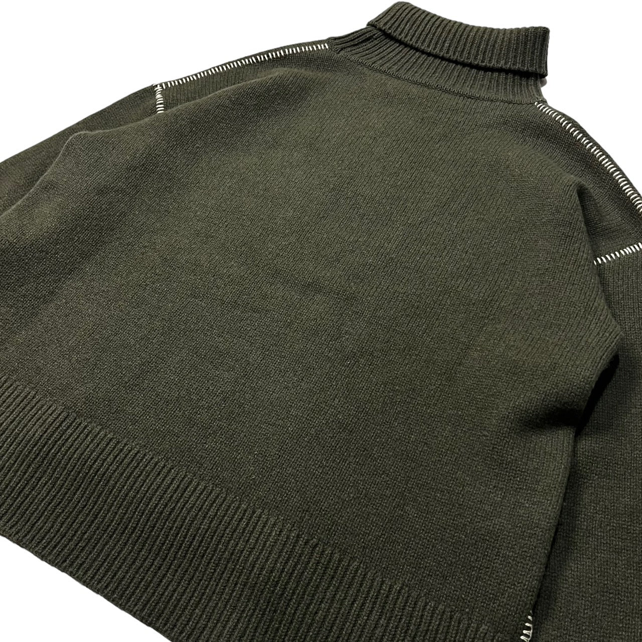 WRAPINKNOT(ラッピンノット) High neck stitch design knit ハイネック ステッチ デザインニット WK20W-P023 SIZE 0(FREE) カーキ×ホワイト