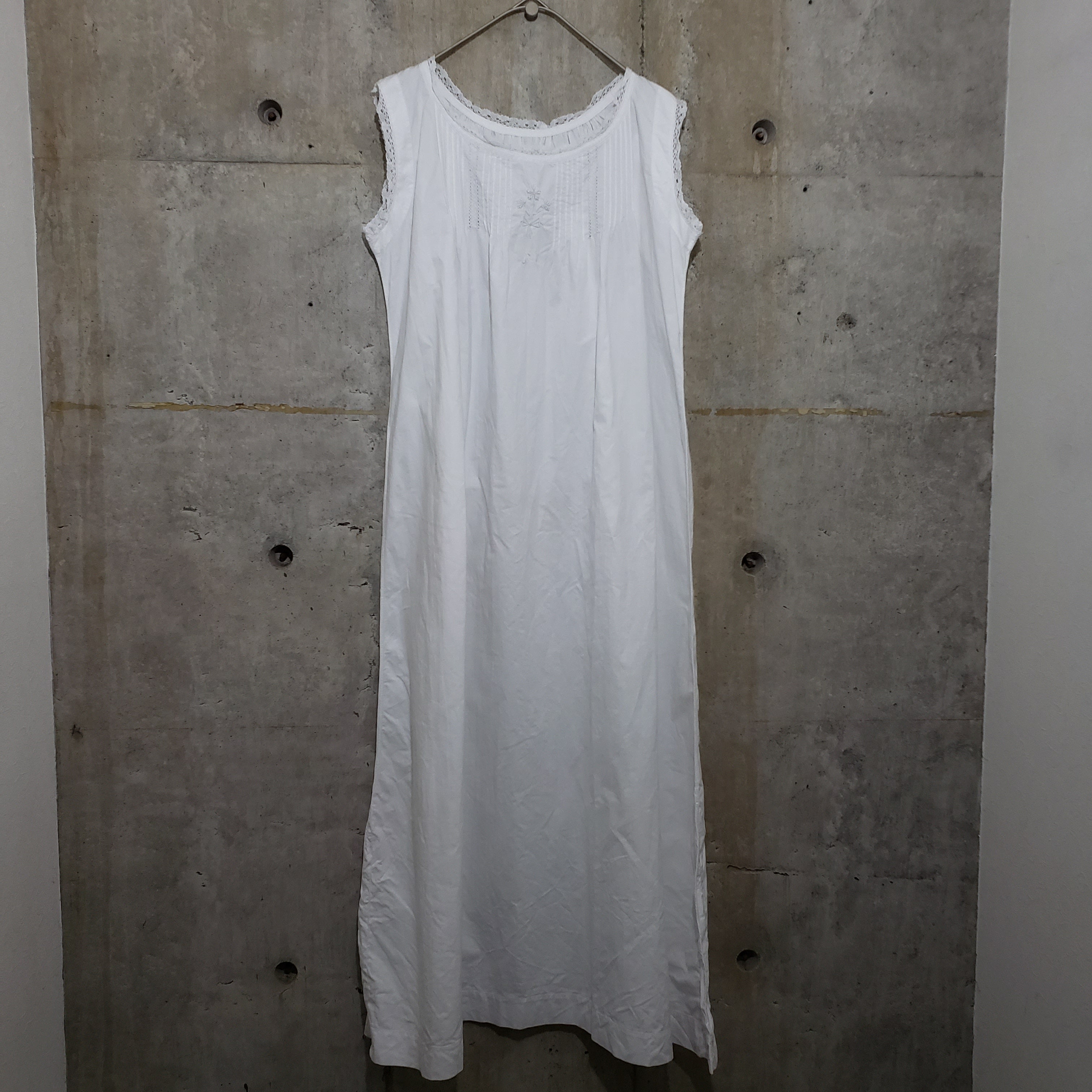 Euro Vintage(ヨーロッパヴィンテージ) Bouquet_フレンチノースリーブワンピース 表記なし(Lサイズ程度) ホワイト