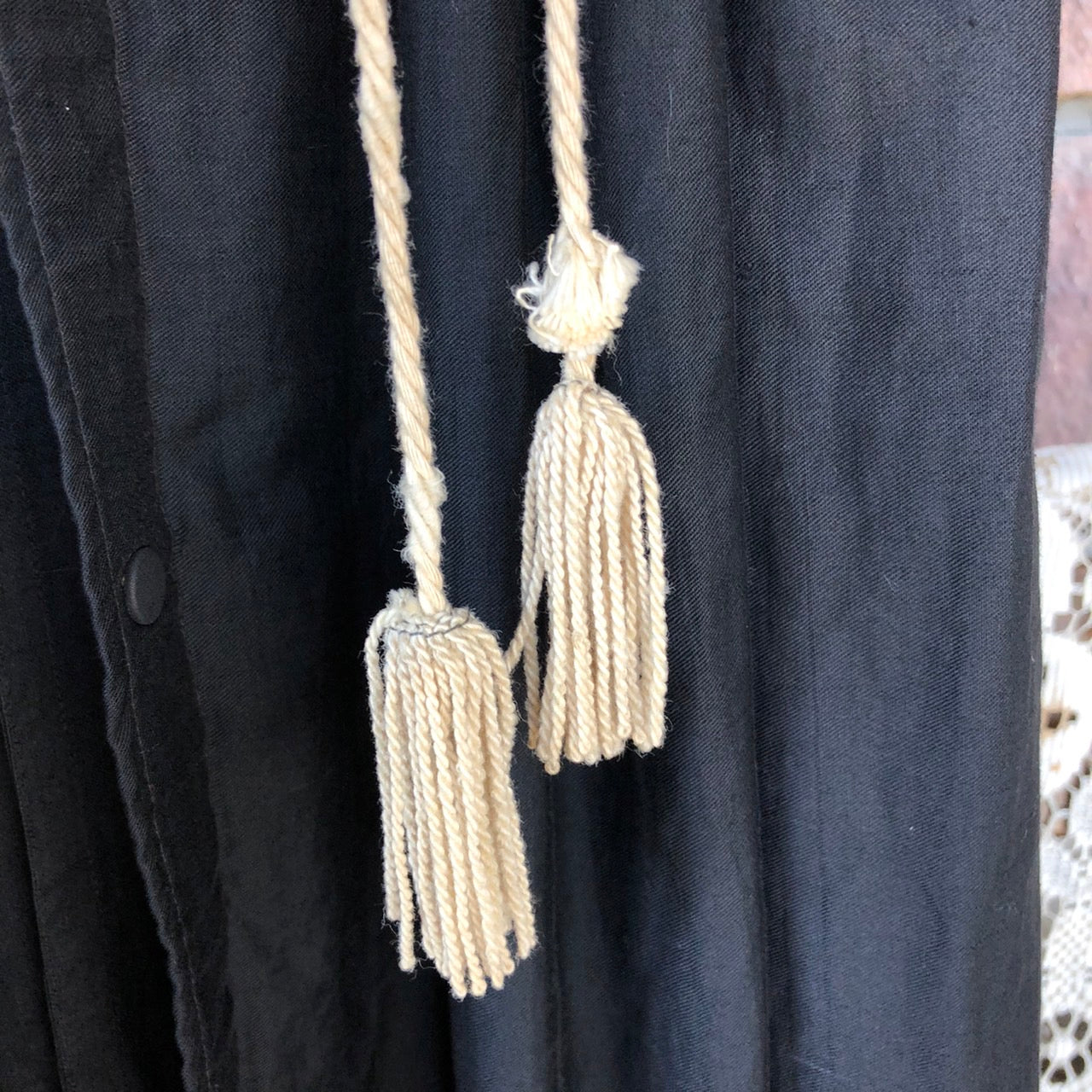 VINTAGE(ヴィンテージ) 1800~1900's切替リネンロングワンピース 表記なし(Lサイズ程度) ブラック Ark Bearer