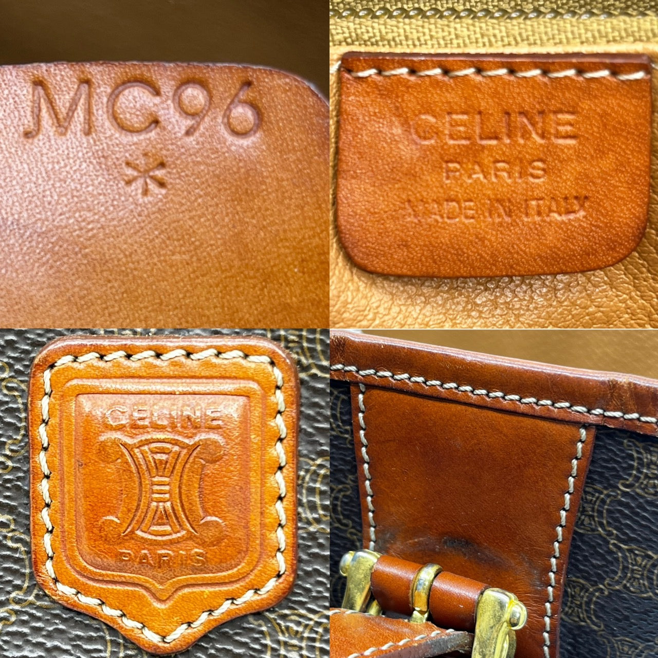 CELINE(セリーヌ) 90's bucket type tote bag/バケツ型トートバッグ/ヴィンテージ/マカダム柄 MC96 ブラウン ミニポーチ欠品