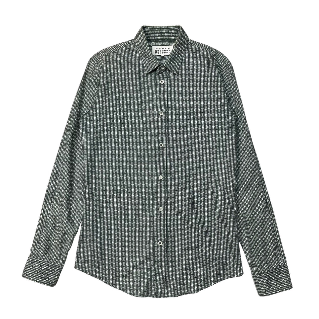 Maison Martin Margiela(メゾン マルタンマルジェラ) 13AW All-over pattern regular collar  shirt 総柄 レギュラーカラー シャツ S30DL0244 44(S程度) グリーン×ホワイト