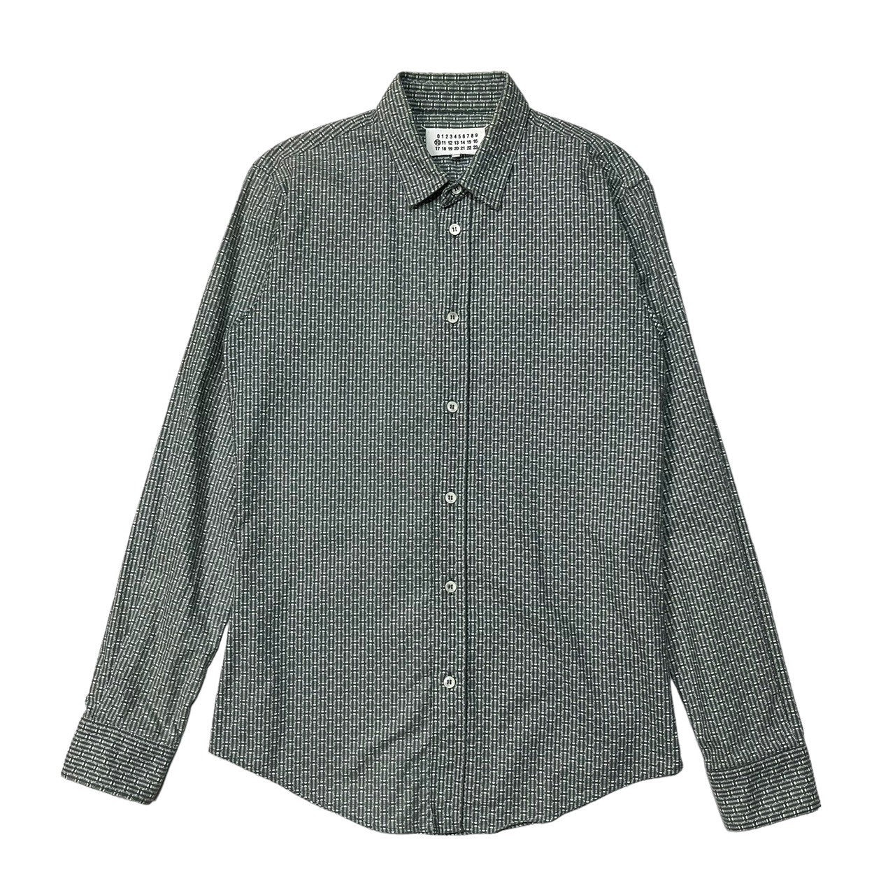 Maison Martin Margiela(メゾン マルタンマルジェラ) 13AW All-over pattern regular collar shirt 総柄 レギュラーカラー シャツ S30DL0244 44(S程度) グリーン×ホワイト