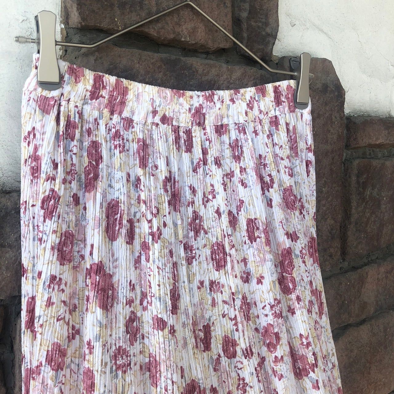 Euro Vintage(ヨーロッパヴィンテージ) Soyogi_プリーツ花柄スカート 表記なし(FREEサイズ) ピンク