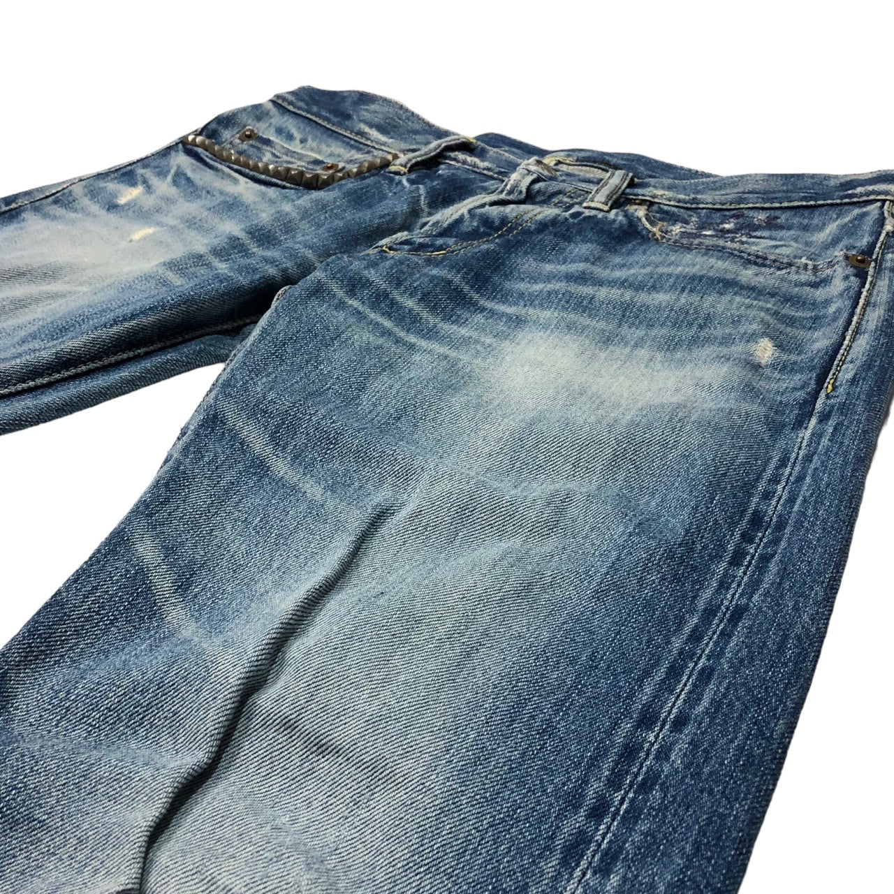 HYSTERIC GLAMOUR(ヒステリックグラマー) 00's スタッズUSED加工スタッズデニムパンツ 0273AP01 W28 インディゴ