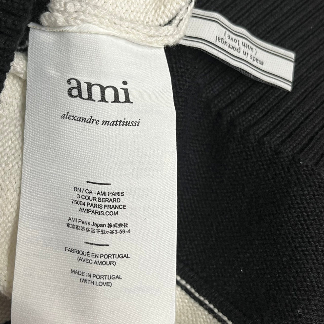ami alexandre mattiussi(アミアレクサンドルマテュッシ) 20AW border cotton knit ボーダー コットン ニット A20HK025.005 SIZE L ホワイト×ブラック