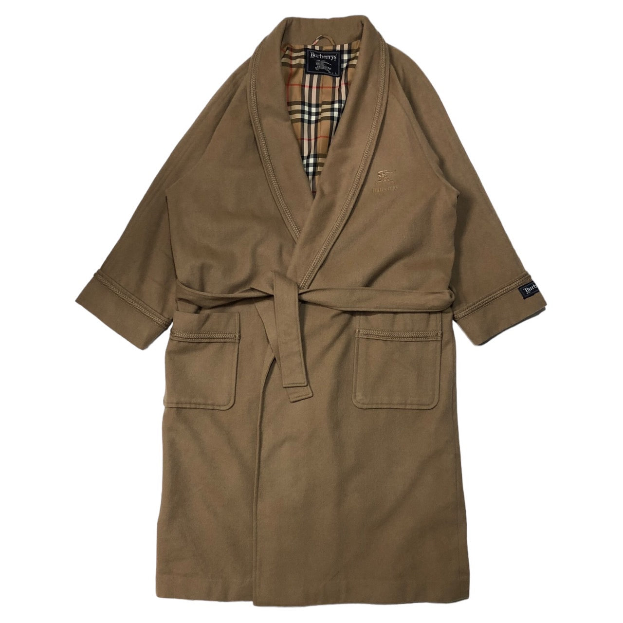 Burberrys(バーバリーズ) 80’s nova check gown coat ノヴァチェック ライナー カシミヤ混 ガウンコート ロング ウール チェスター L ベージュ 80年代 西川産業