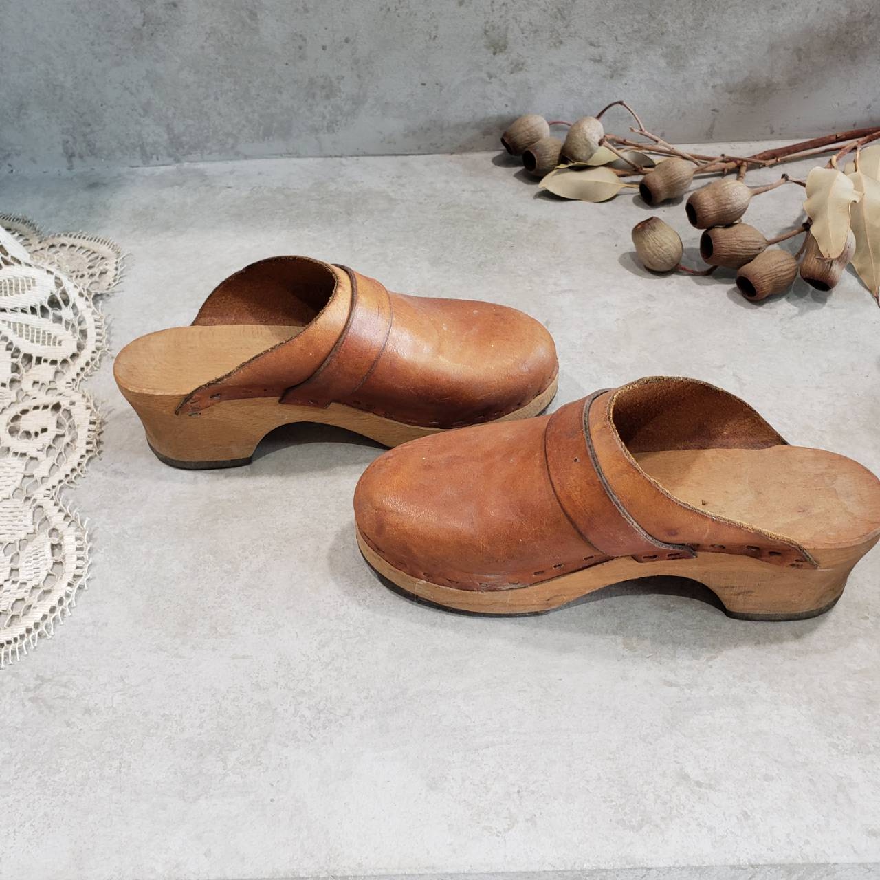 Euro Vintage(ヨーロッパヴィンテージ) POKAPOKA_レザーサボサンダル 表記なし(20~21cm程度) ブラウン