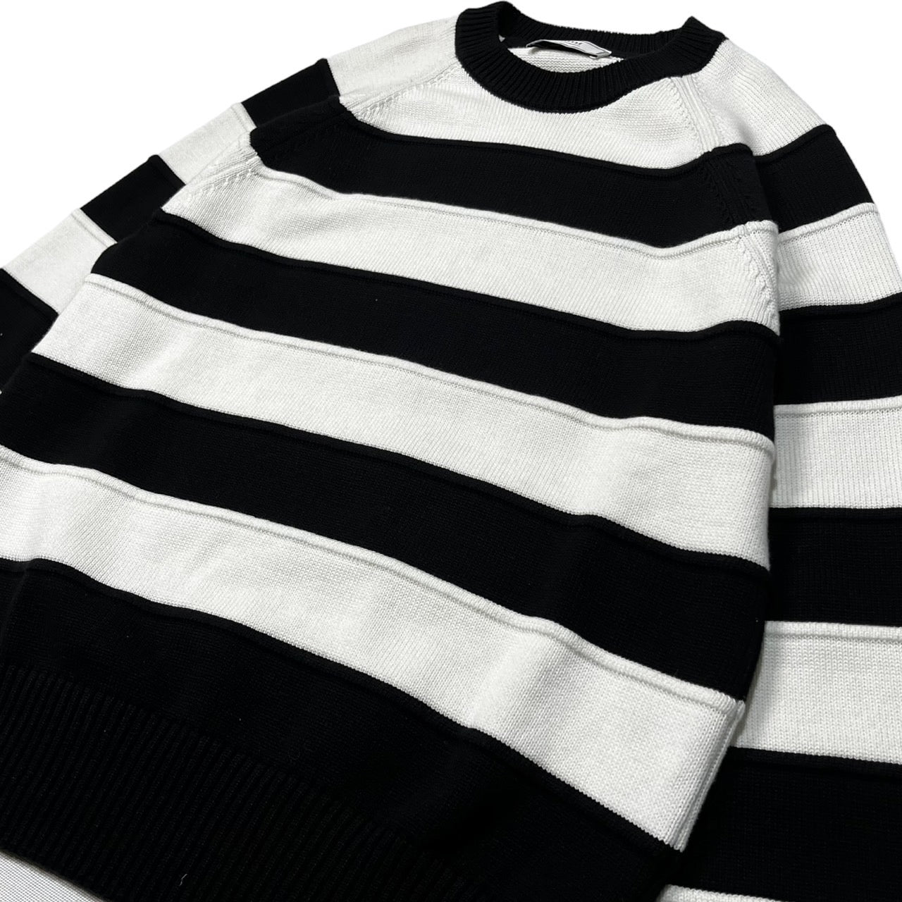 ami alexandre mattiussi(アミアレクサンドルマテュッシ) 20AW border cotton knit ボーダー コットン ニット A20HK025.005 SIZE L ホワイト×ブラック