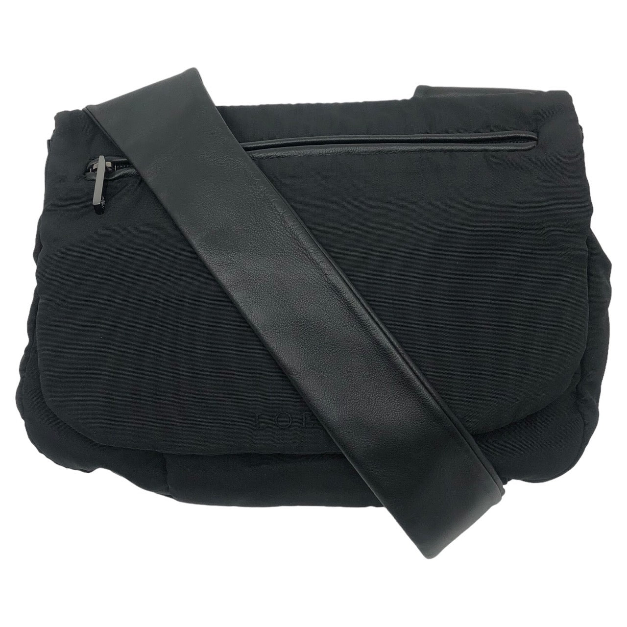 LOEWE(ロエベ) 00's leather strap nylon shoulder bag/レザーストラップナイロンショルダーバッグ/ヴィンテージ ブラック