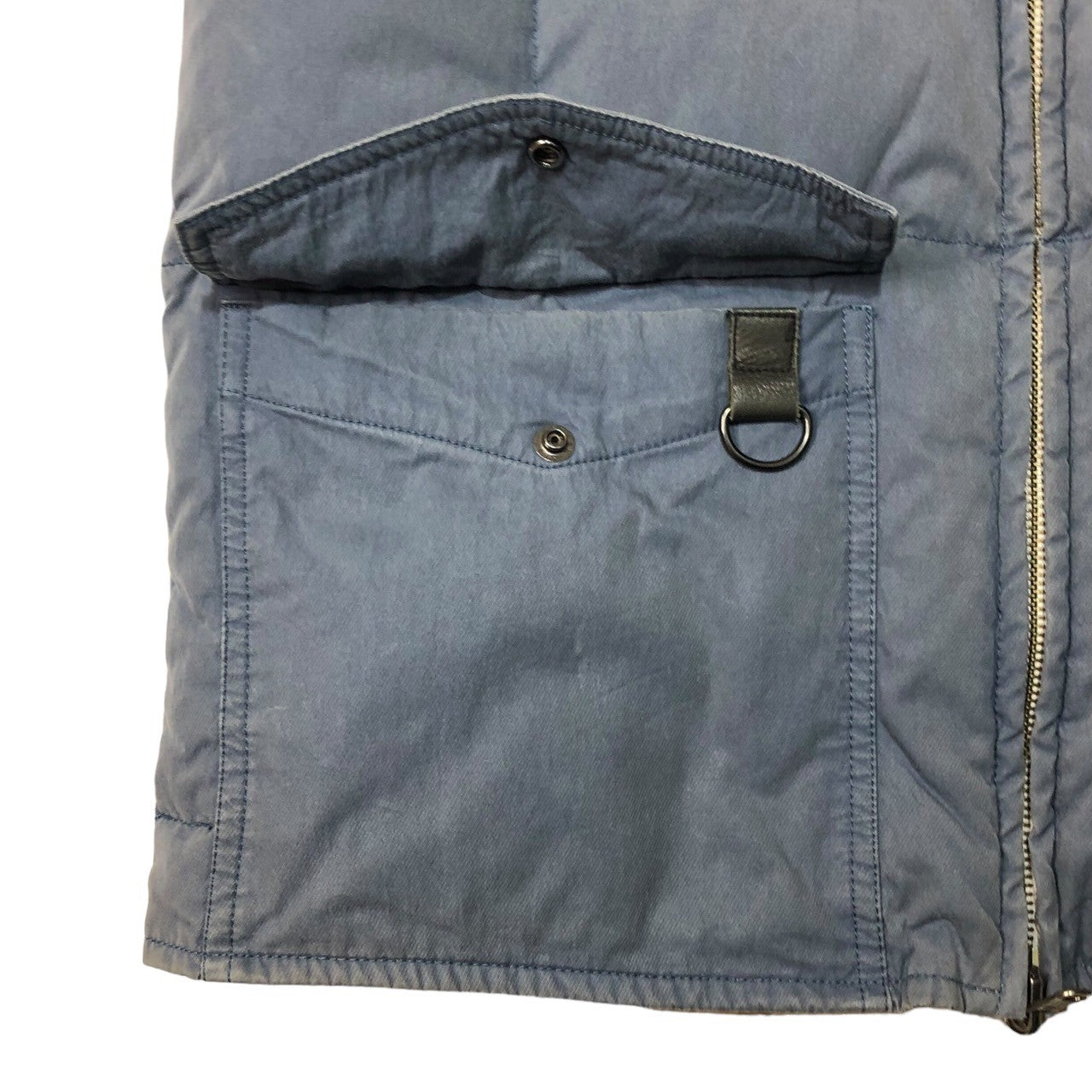 SUNSEA(サンシー) reversible down vest リバーシブル ダウンベスト SIZE 1(S) アッシュブルー 色あせ有(元々USED加工の商品です)